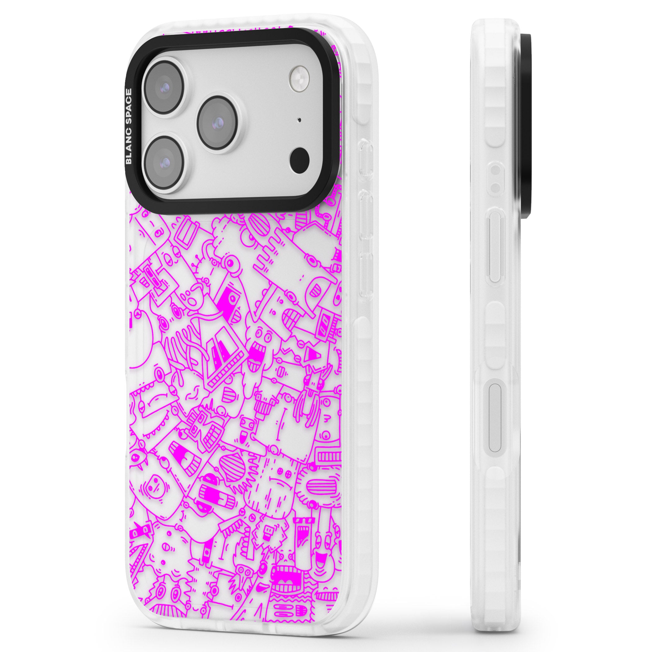 Pink Pals iPhone 17 Pro Impact Clear Phone Case Side Profile
