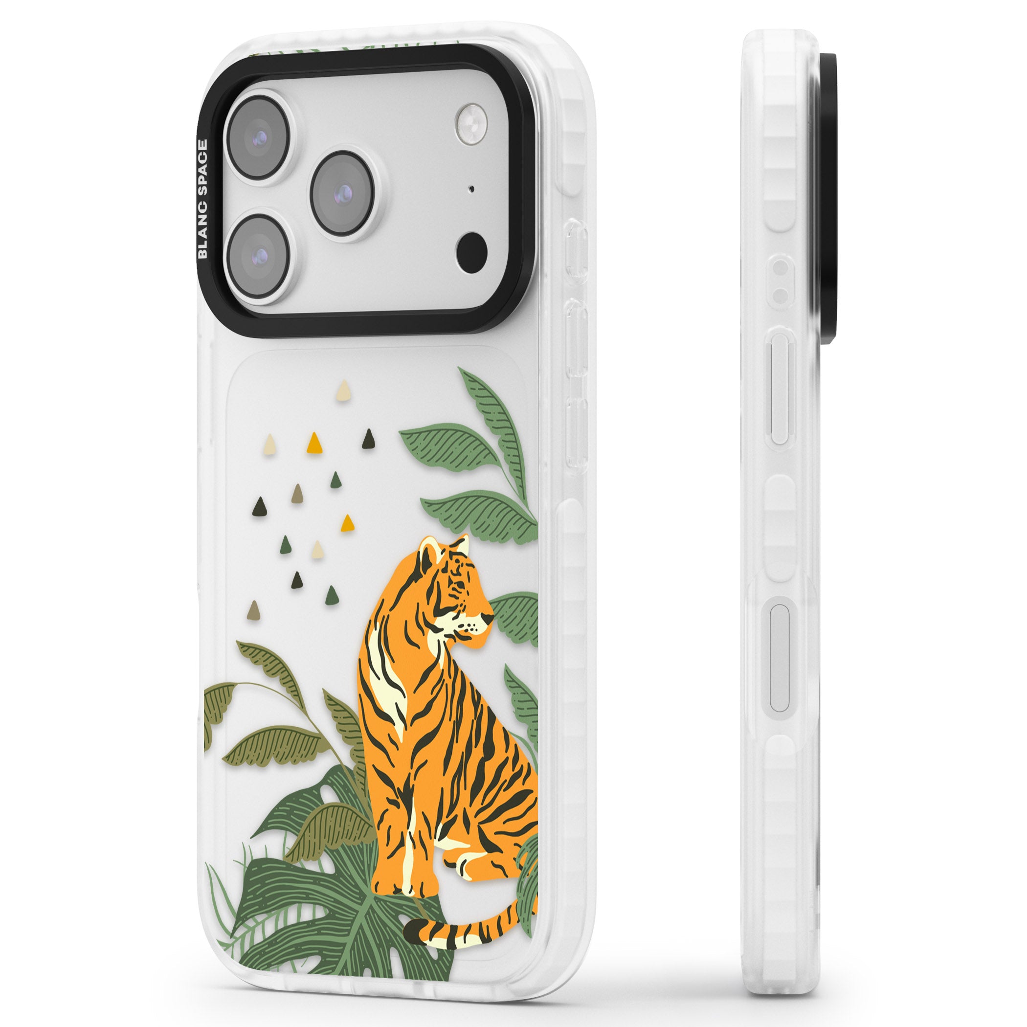 Tiger Jungle iPhone 17 Pro Impact Clear Phone Case Side Profile