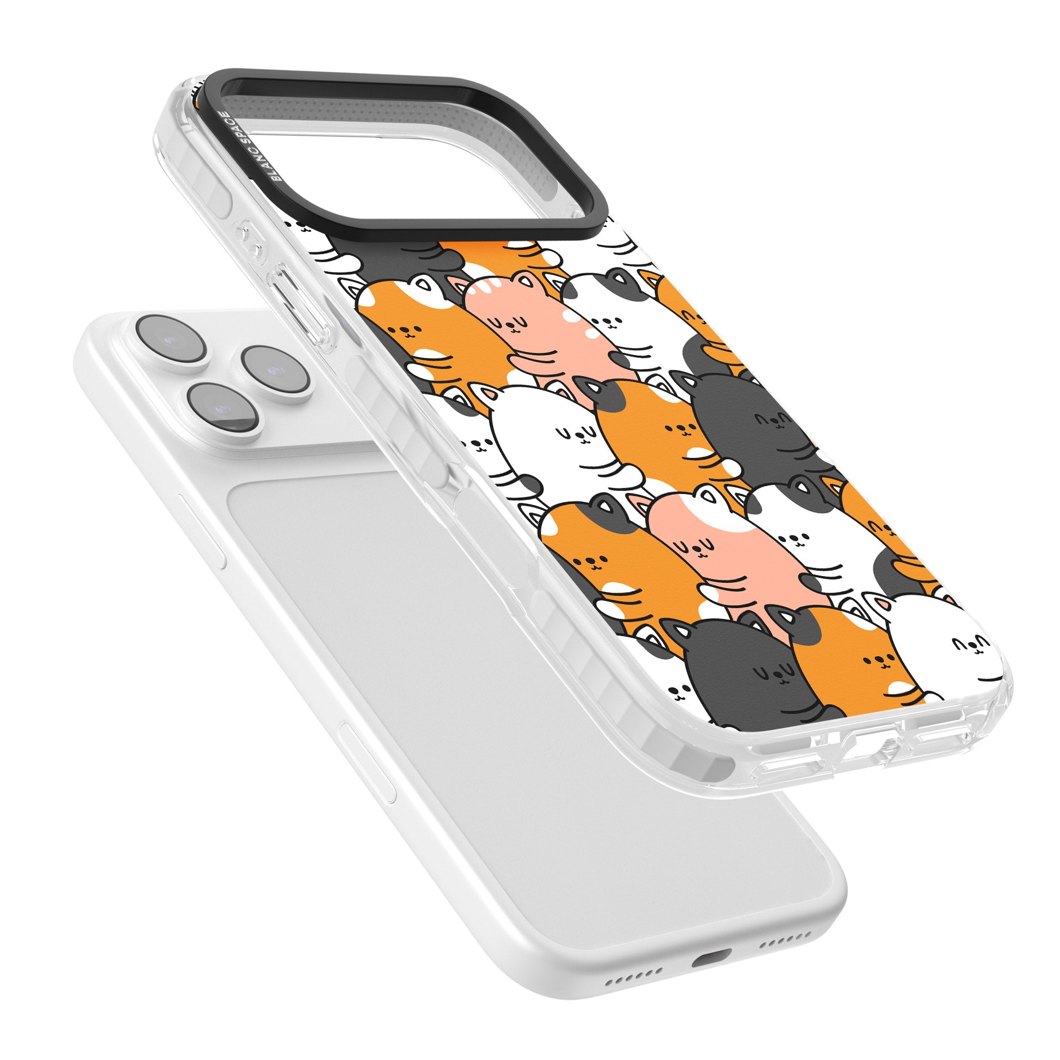Spooning Cats Kawaii Pattern iPhone 17 Pro Impact Clear Phone Case Colours