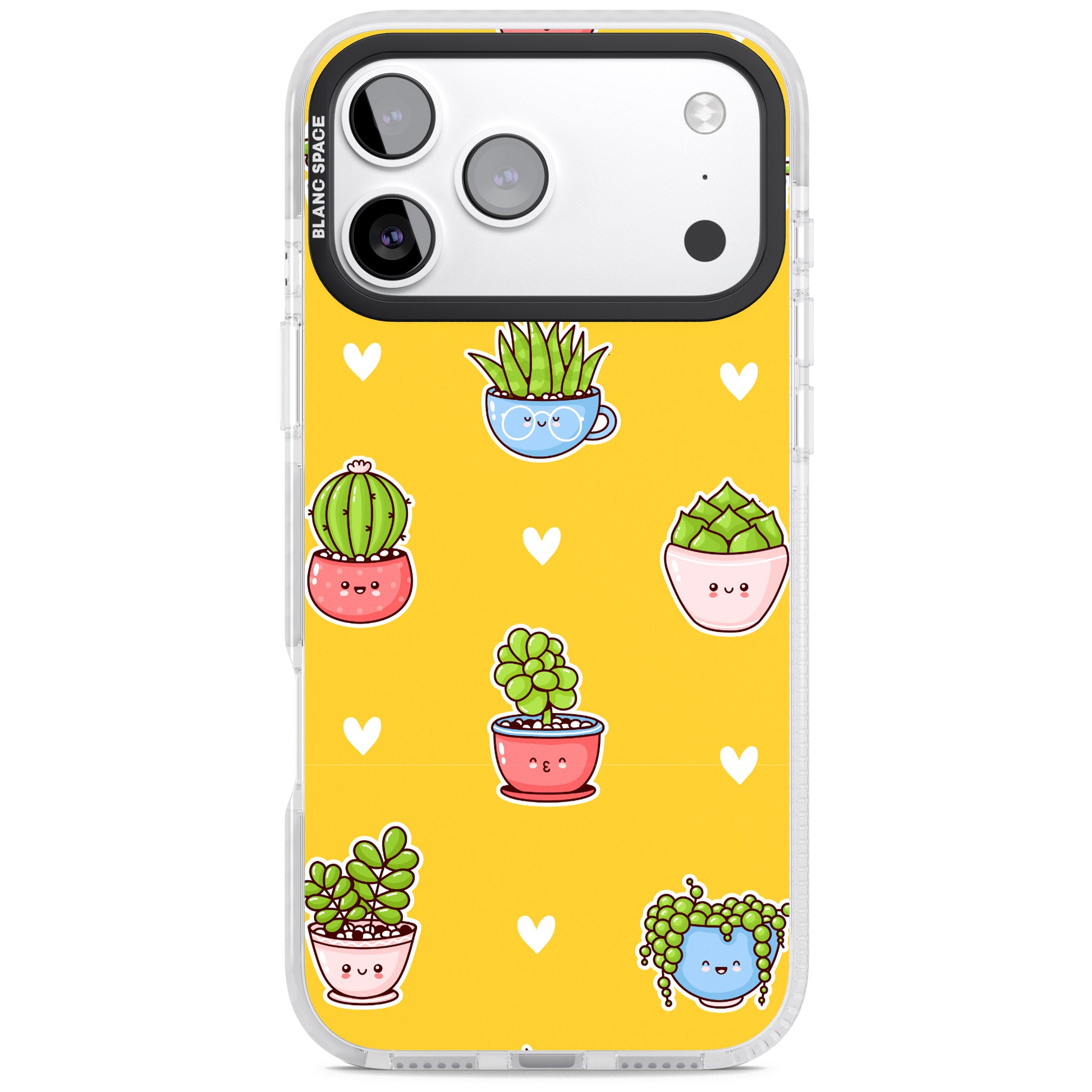 Plant Faces Kawaii Pattern iPhone 17 Pro Impact Clear Phone Case