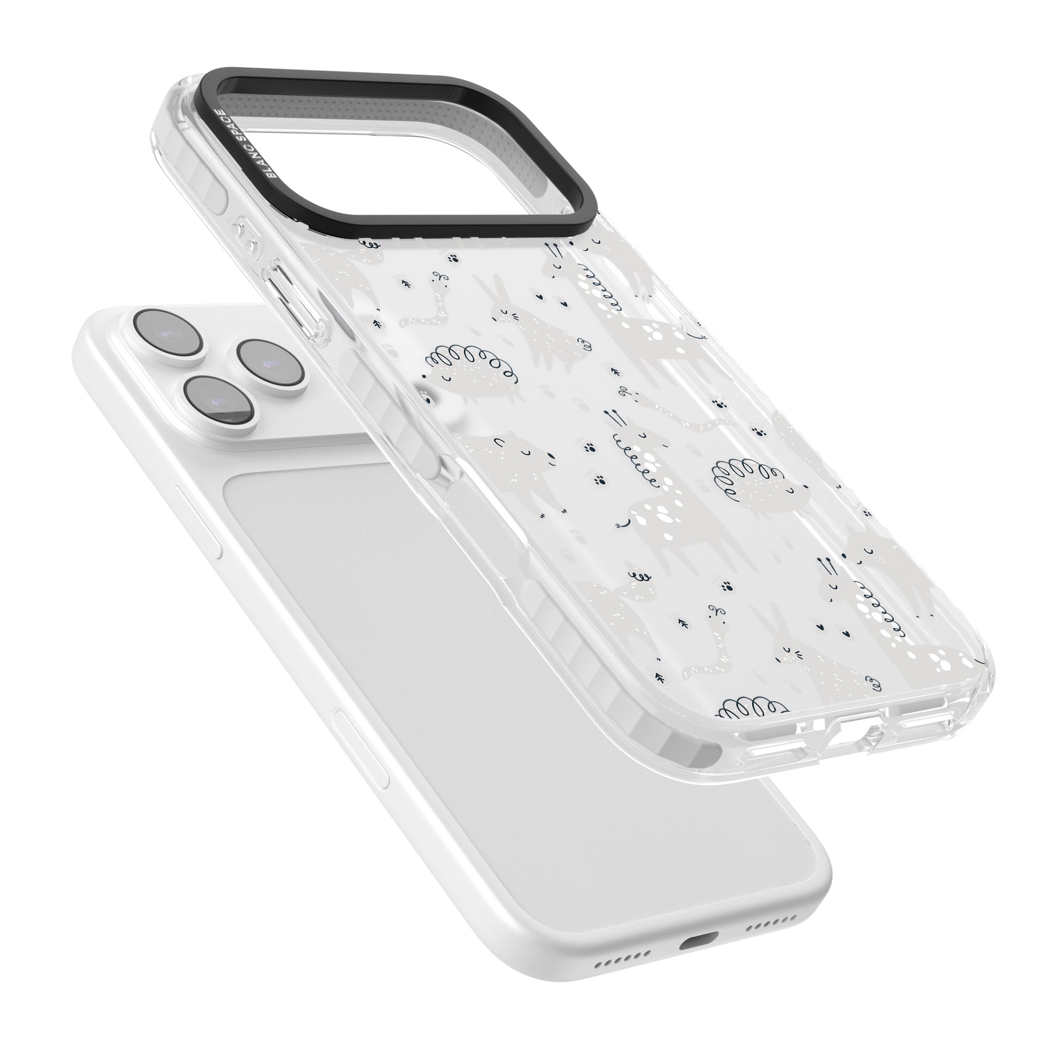 Monochrome Animal Party iPhone 17 Pro Impact Clear Phone Case Colours