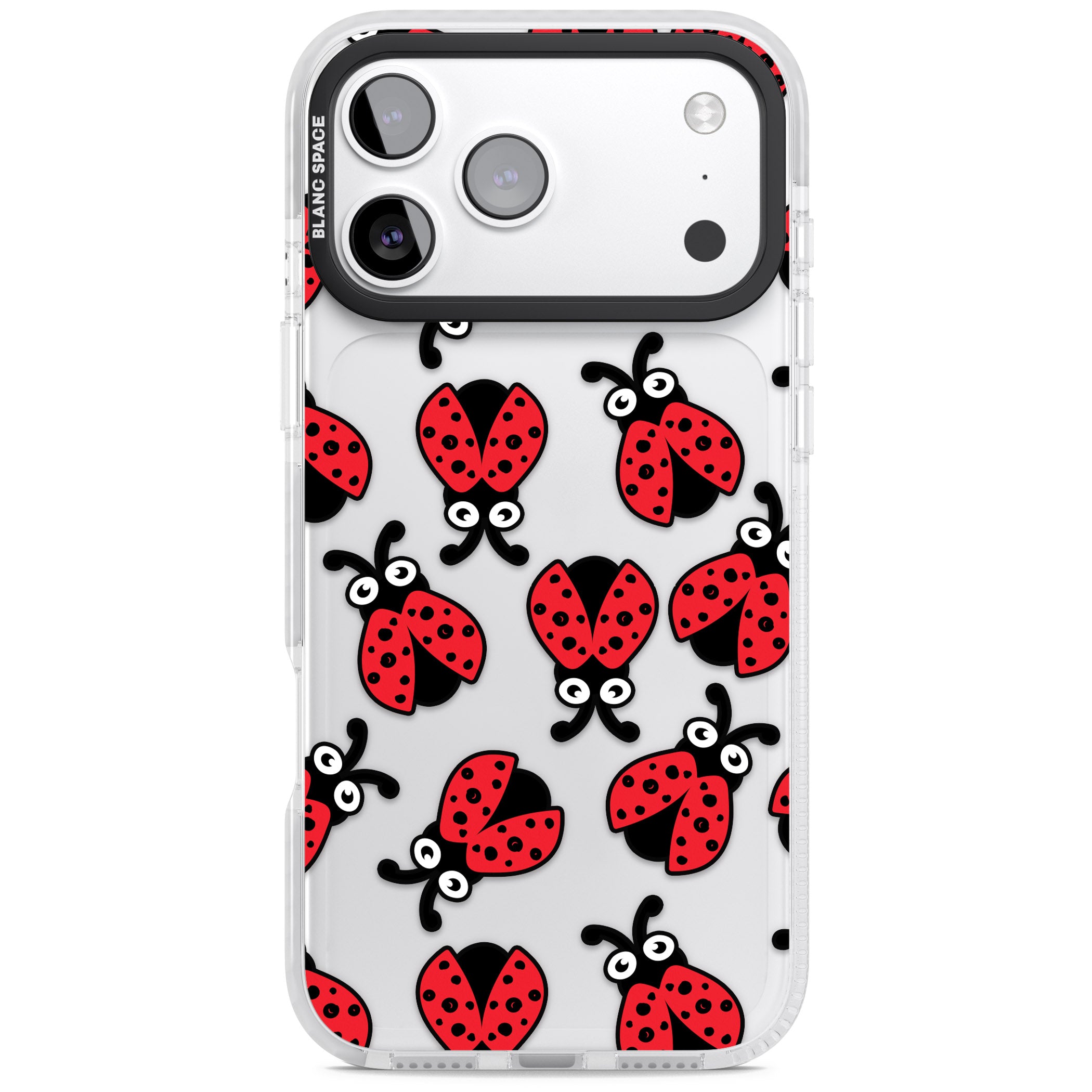 Ladybug Pattern iPhone 17 Pro Impact Clear Phone Case