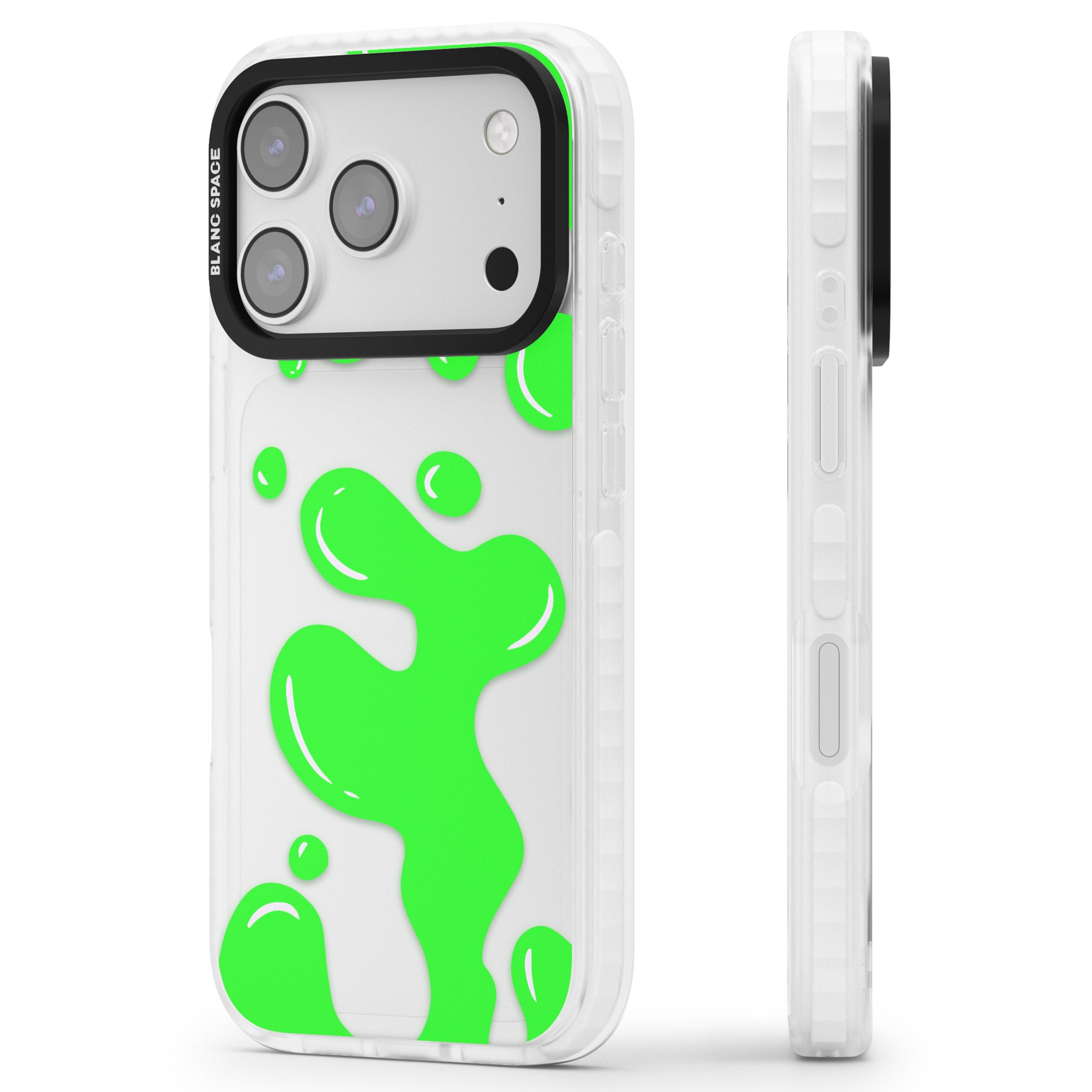Green Lava Lamp iPhone 17 Pro Impact Clear Phone Case Side Profile