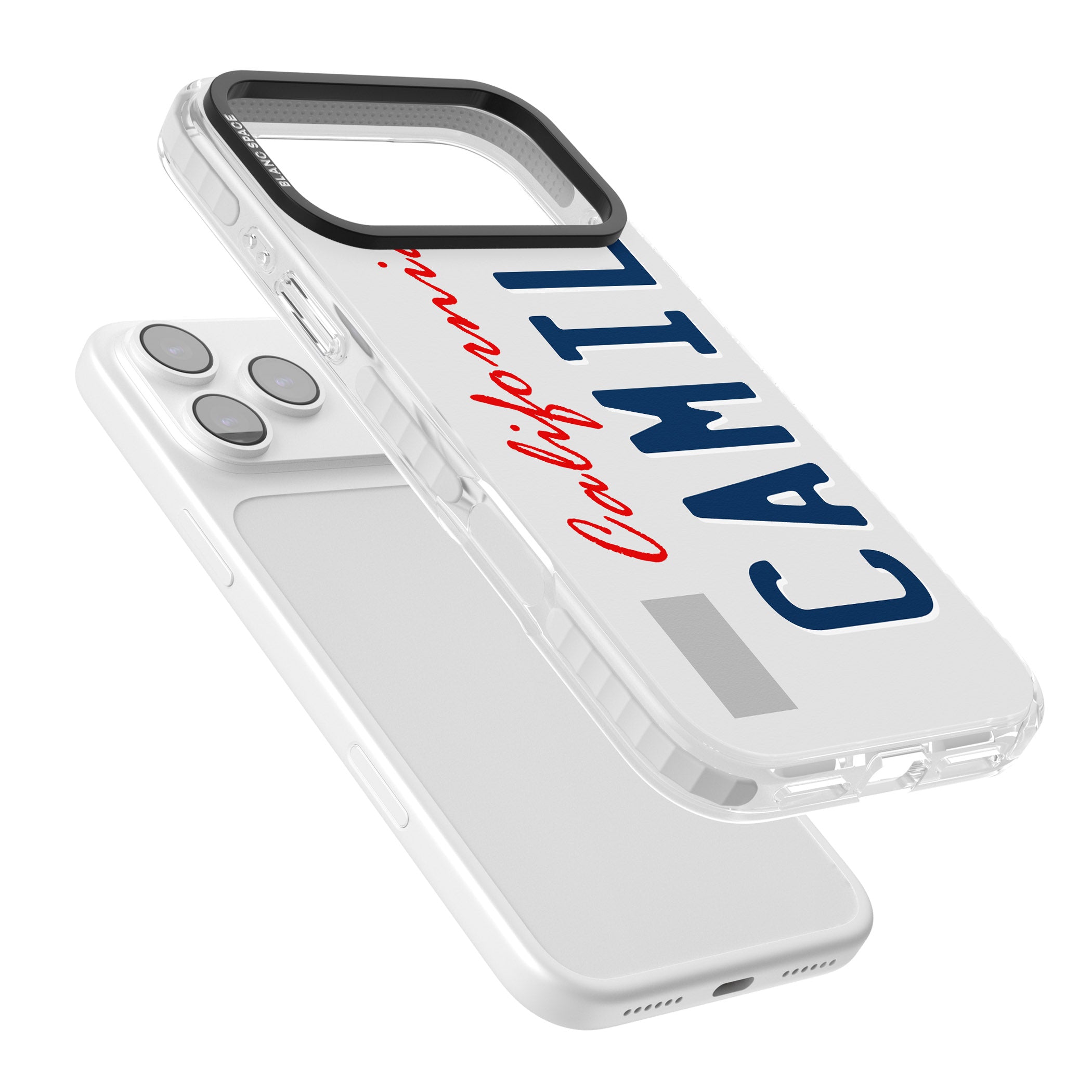 Personalised California License Plate iPhone 17 Pro Impact Clear Phone Case Colours