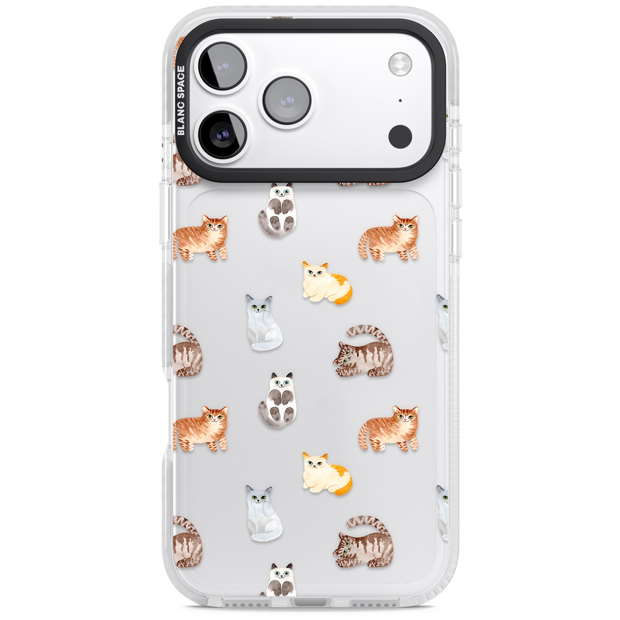Cute Cat Pattern Classic iPhone 17 Pro Max Impact Clear Phone Case