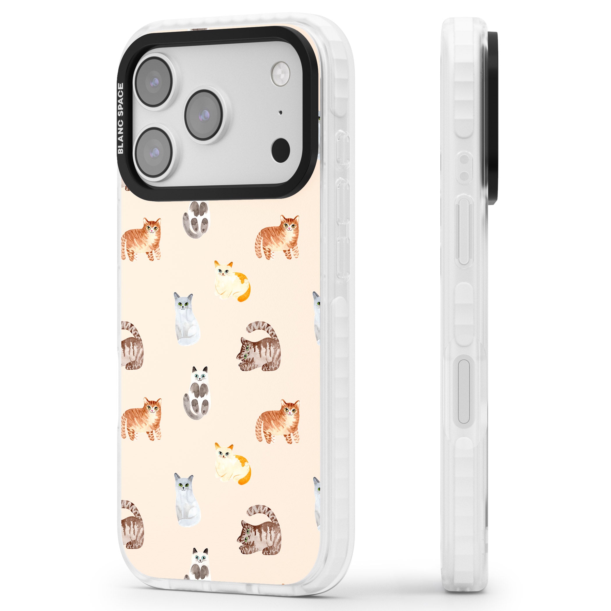 Cute Cat Parade iPhone 17 Pro Impact Clear Phone Case Side Profile