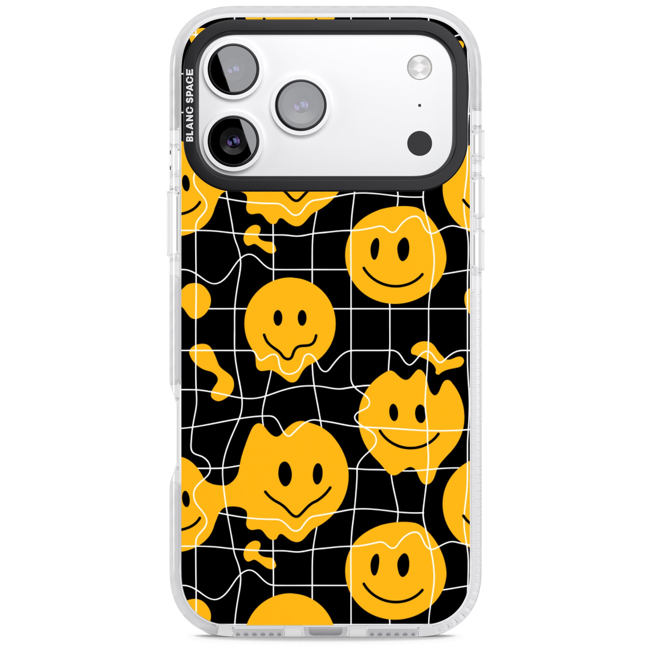 Acid Face Grid Pattern iPhone 17 Pro Impact Pro Clear Phone Case