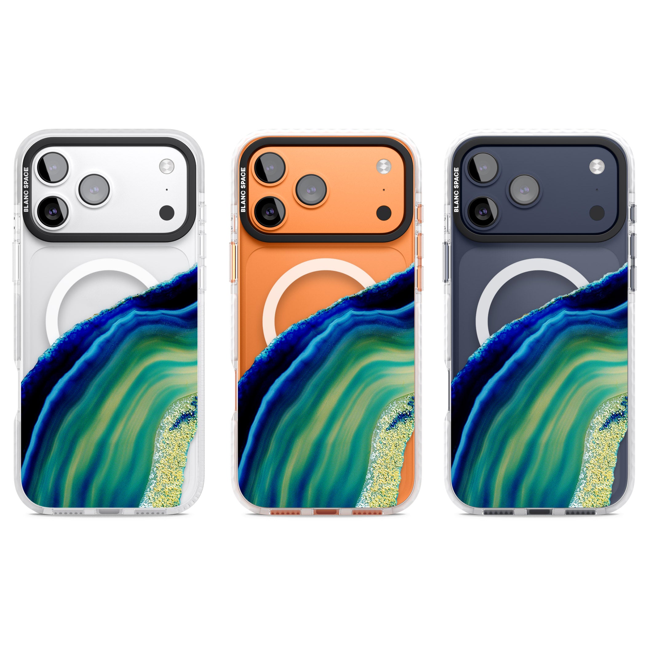 Green & Blue Emerald Geode iPhone 17 Pro Impact Pro Clear Phone Case APT Impact Protection