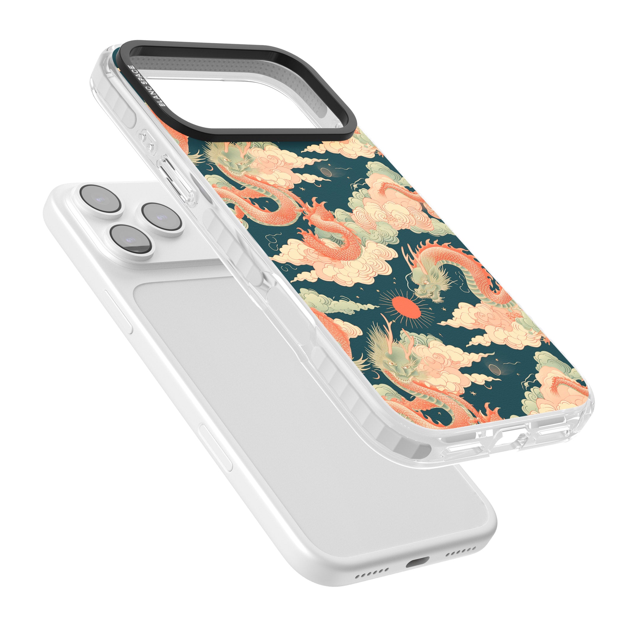 Chinese Dragons Clouds iPhone 17 Pro Impact Pro Clear Phone Case Colours