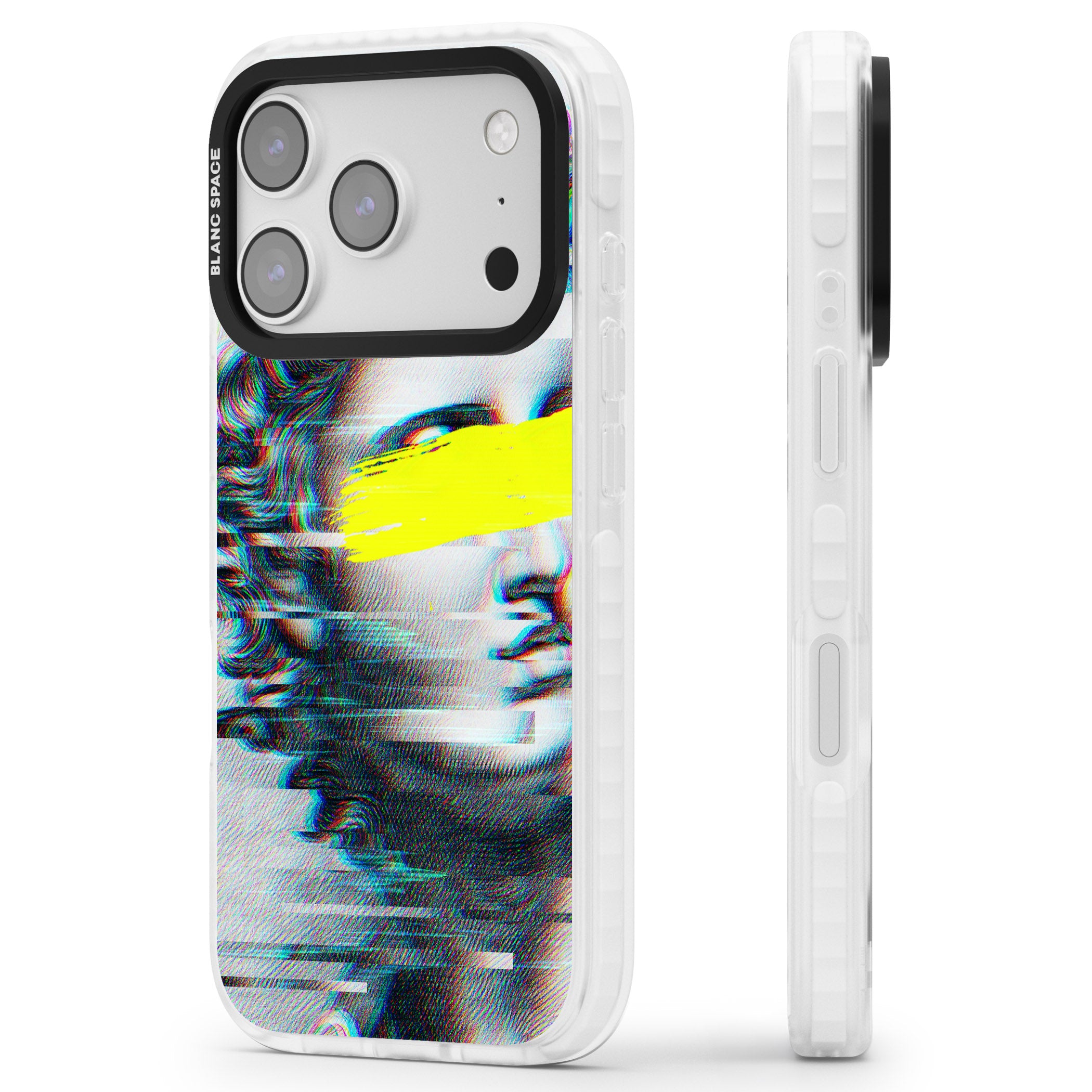 Glitched Fragment iPhone 17 Pro Impact Pro Clear Phone Case Side Profile