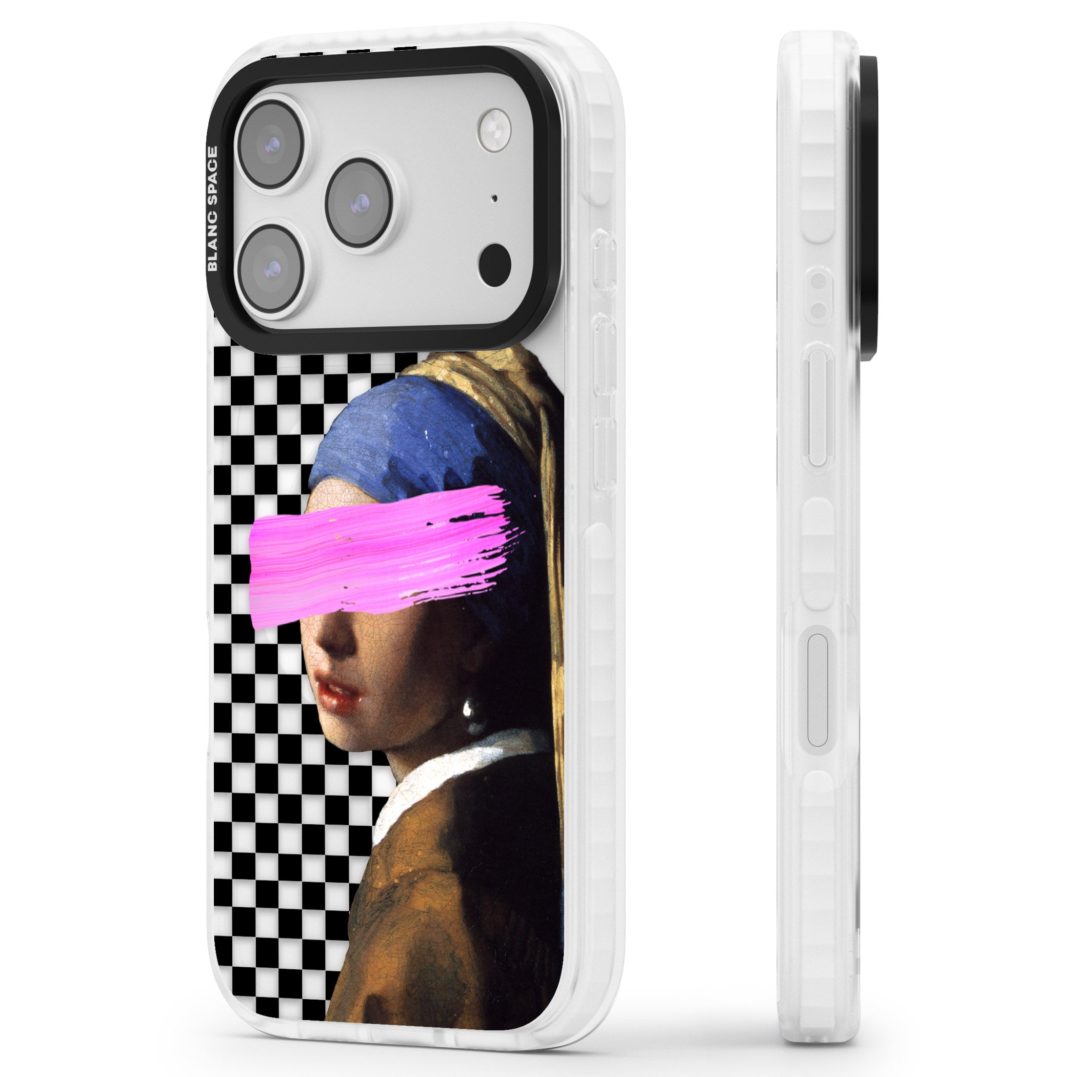 Abstract Pearl Girl iPhone 17 Pro Impact Pro Clear Phone Case Side Profile