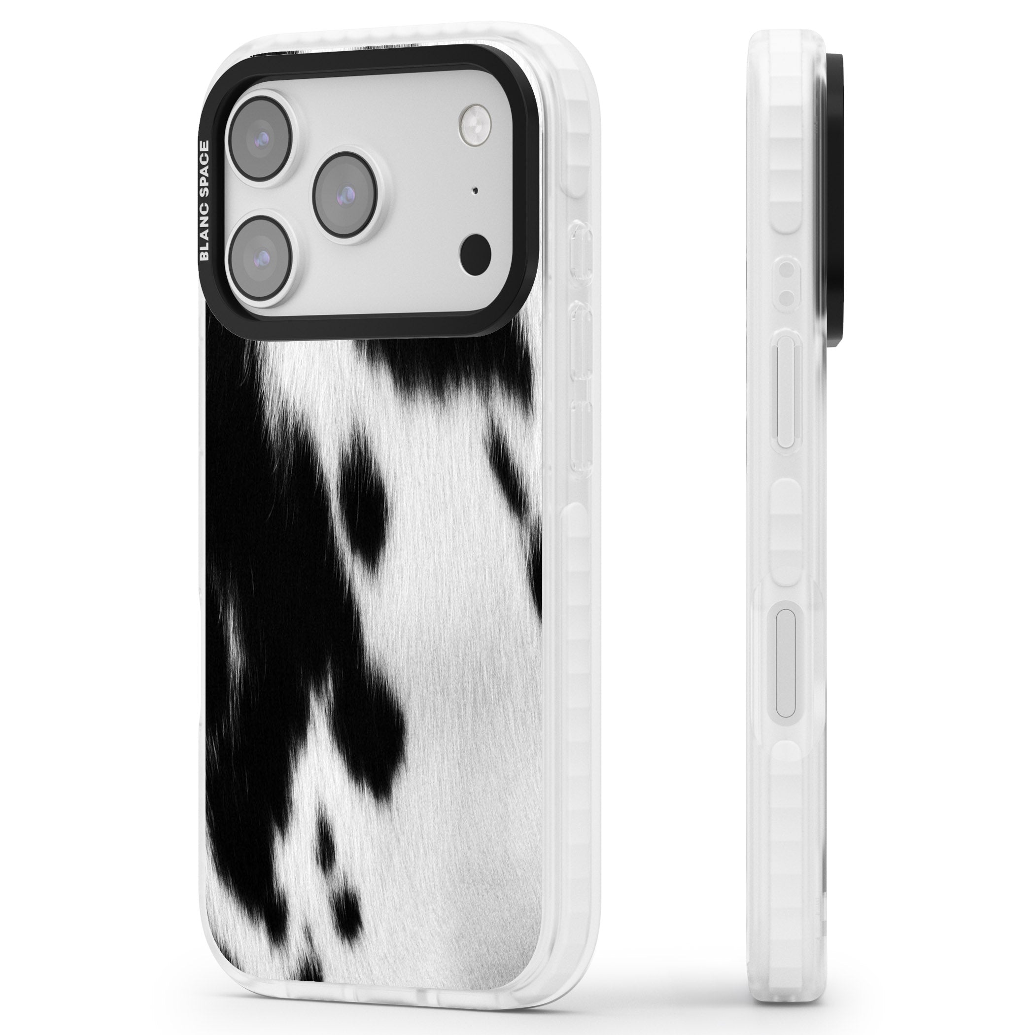 Designer Fashion Cowhide iPhone 17 Pro Max Impact Pro Clear Phone Case Side Profile