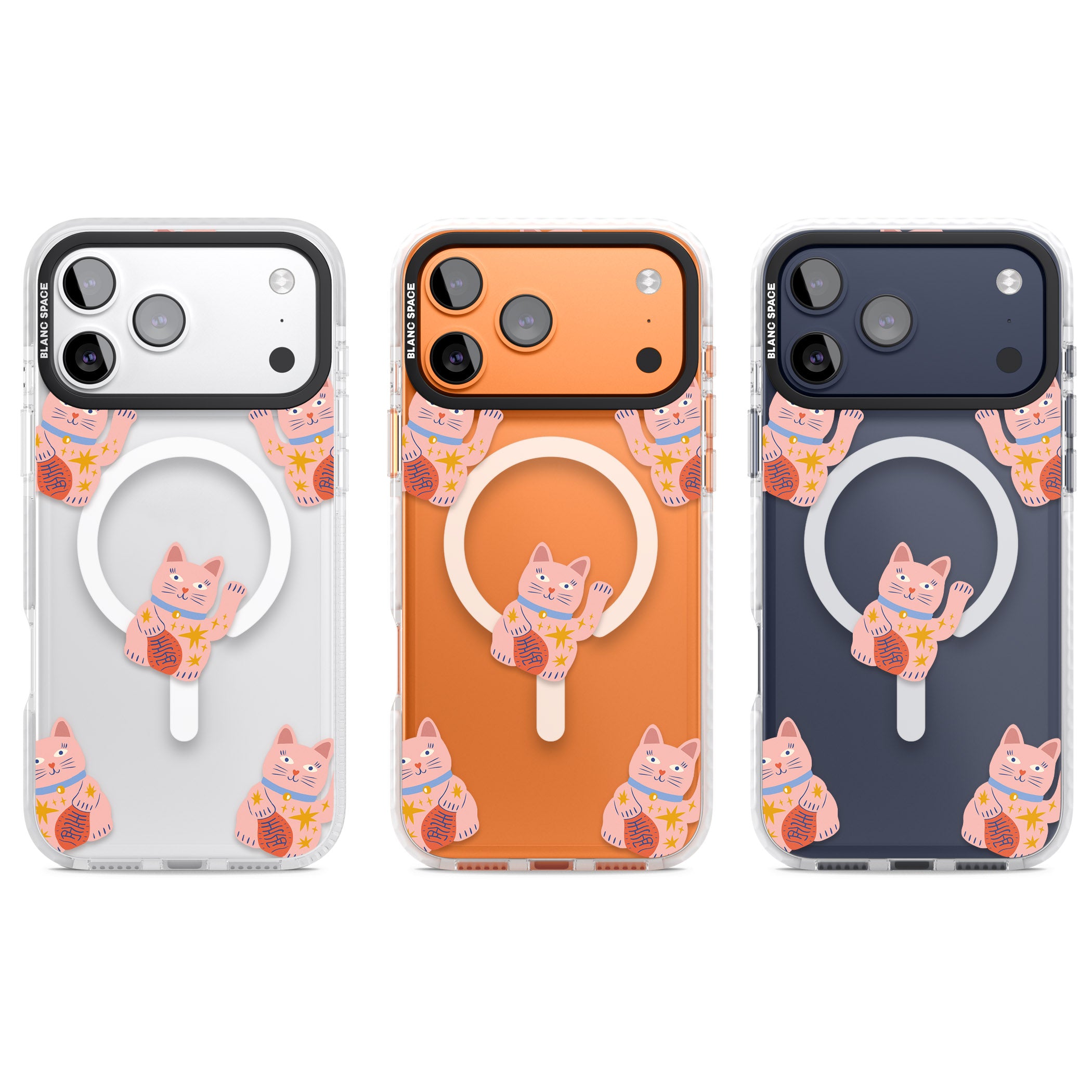 Waving Cat Pattern iPhone 17 Pro Impact Pro Clear Phone Case APT Impact Protection