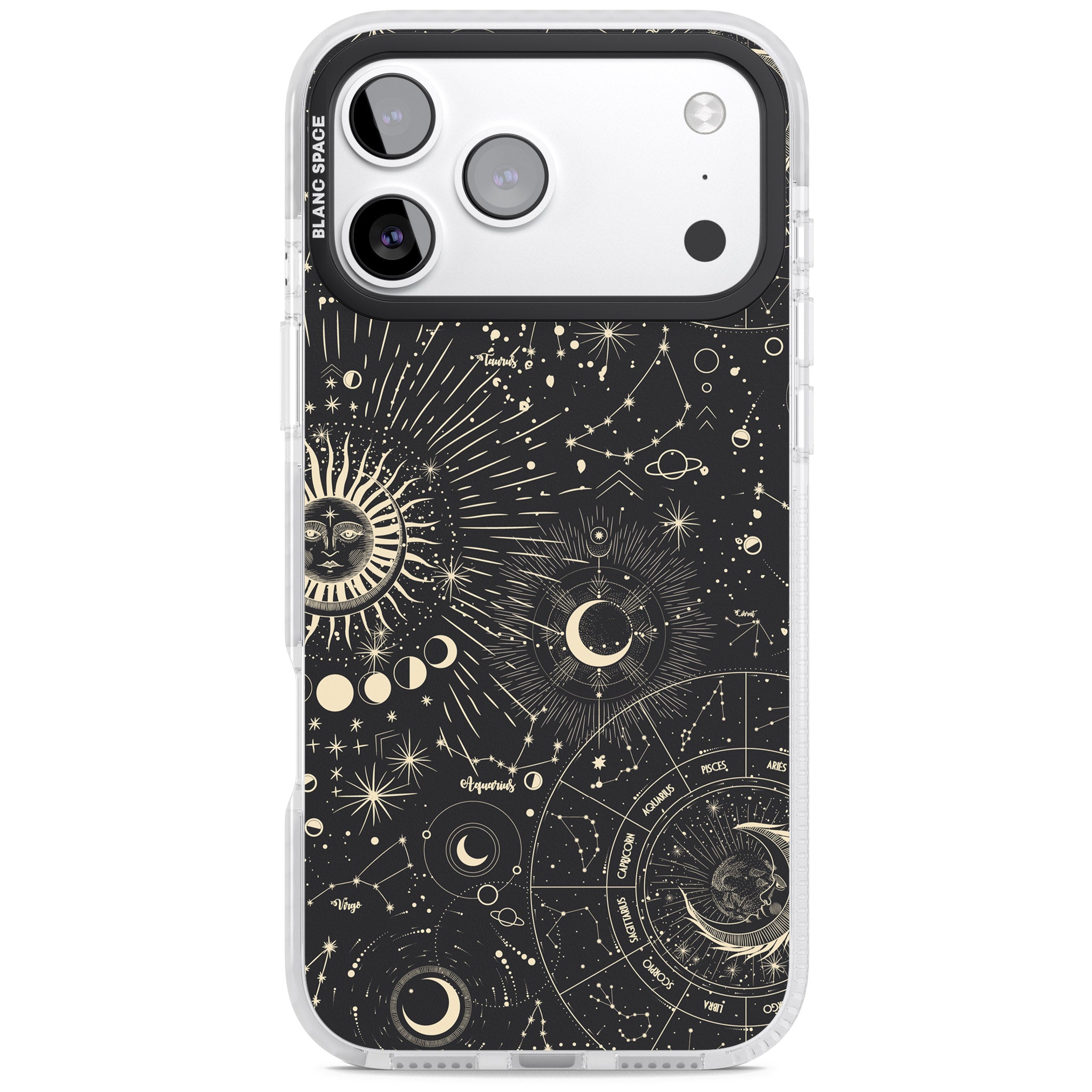 Suns & Zodiac Celestial Chart iPhone 17 Pro Impact Pro Clear Phone Case