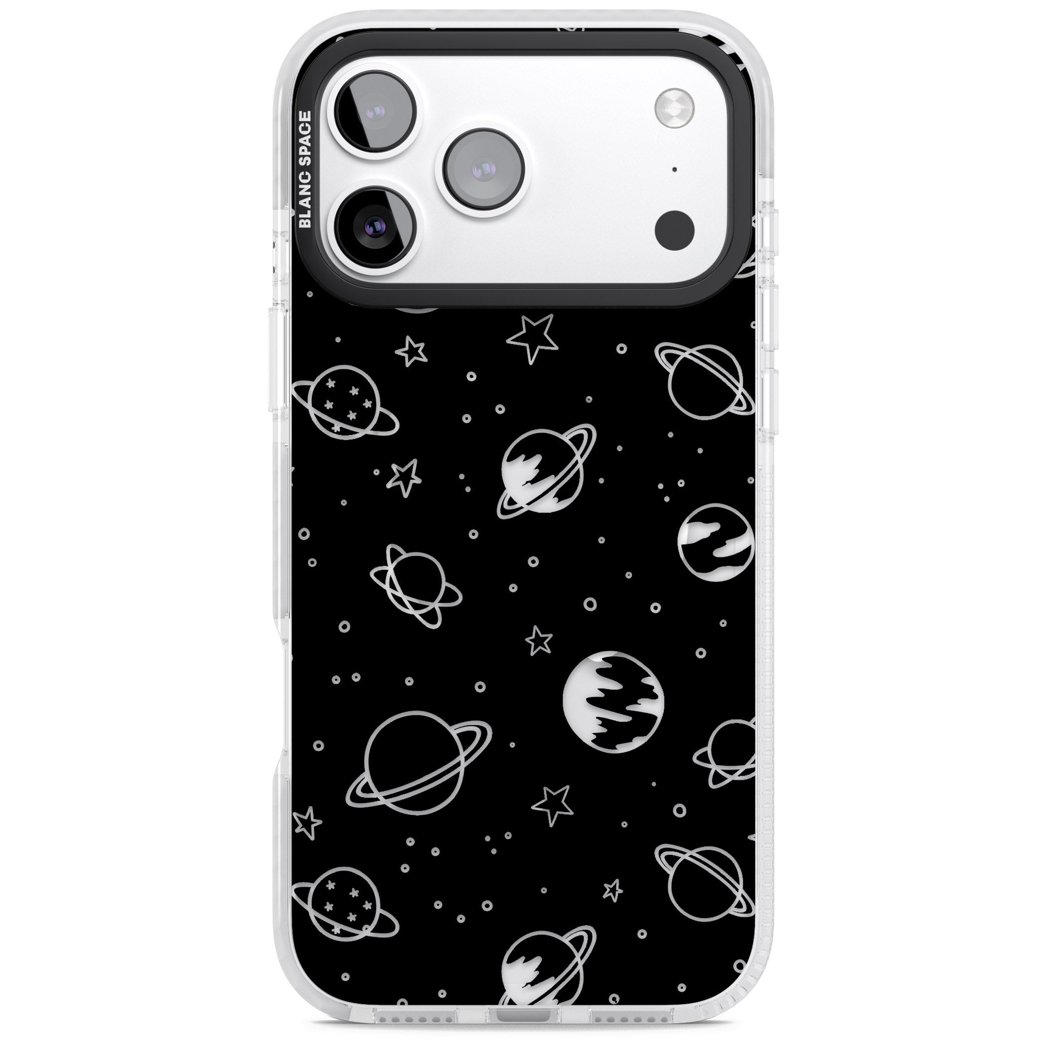 Cosmic Sketch Clear Black iPhone 17 Pro Impact Pro Clear Phone Case