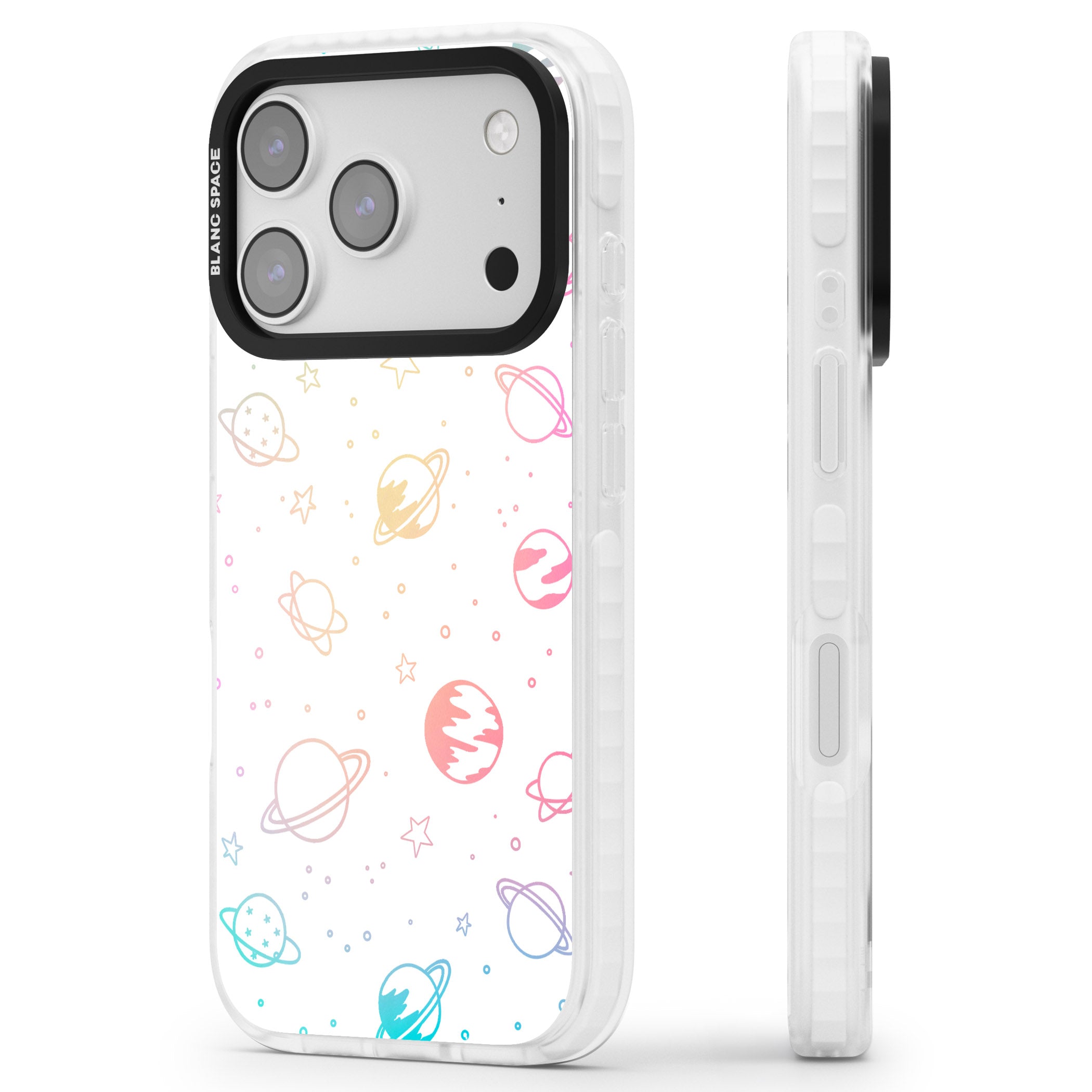 Pastel Cosmic Galaxy iPhone 17 Pro Impact Pro Clear Phone Case Side Profile