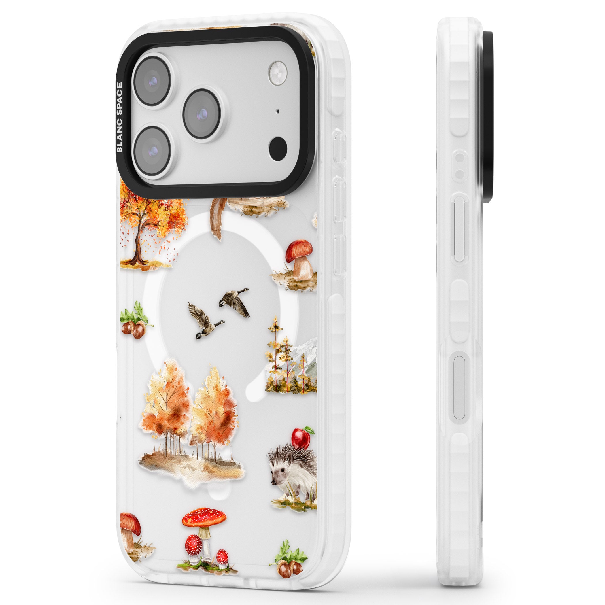 Fall Forest Friends iPhone 17 Pro Impact Pro Clear Phone Case Side Profile
