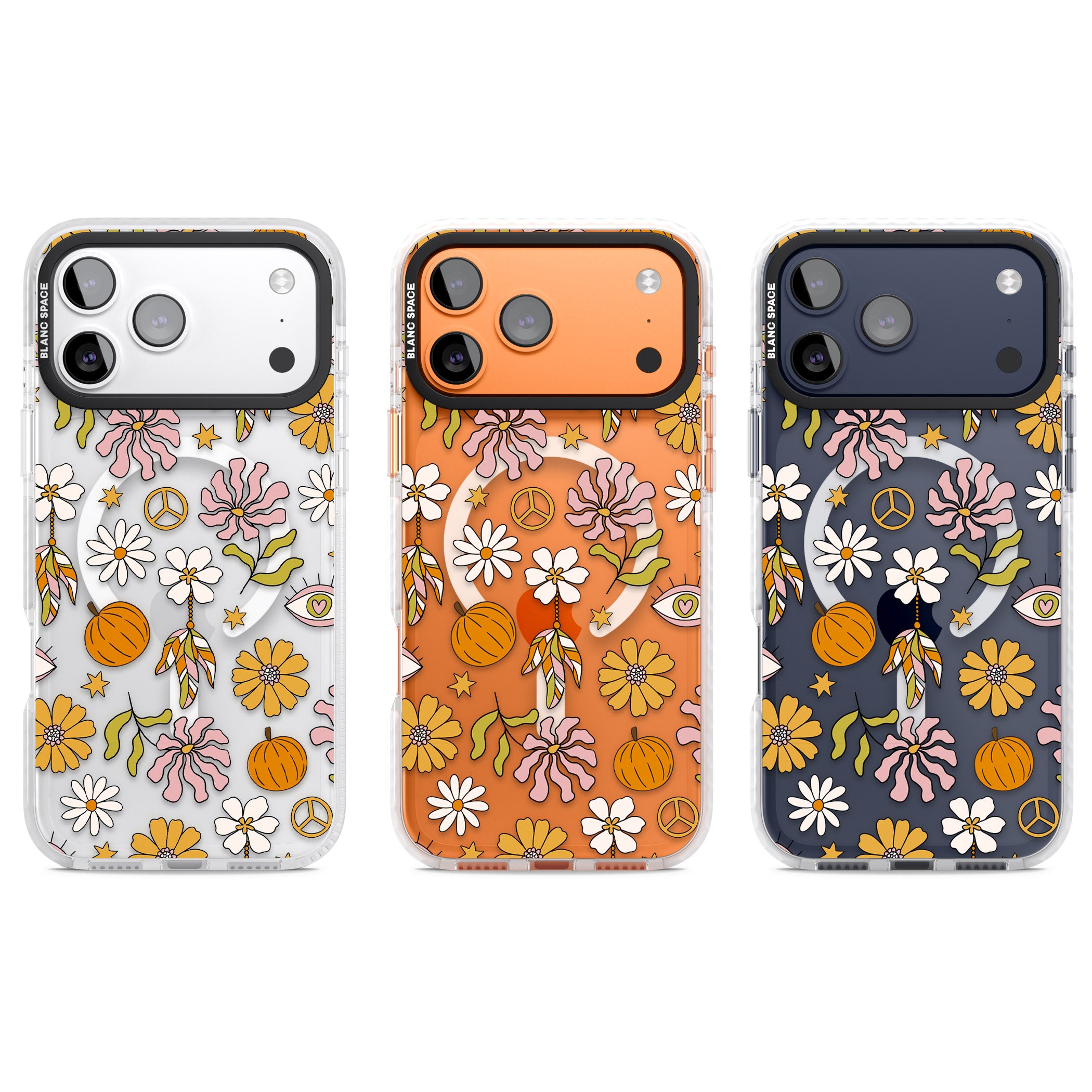 Retro Boho Fall Floral iPhone 17 Pro Impact Pro Clear Phone Case APT Impact Protection