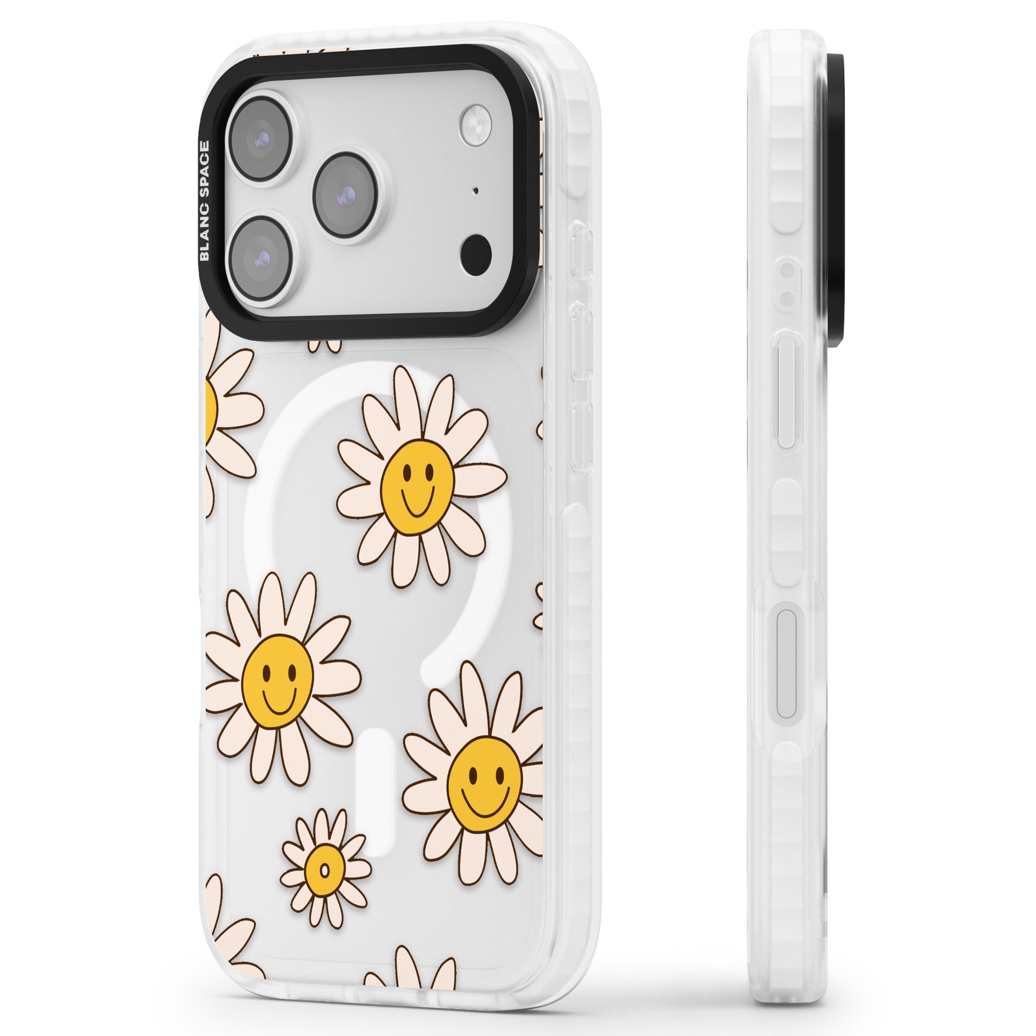 Daisy Faces iPhone 17 Pro Impact Pro Clear Phone Case Side Profile