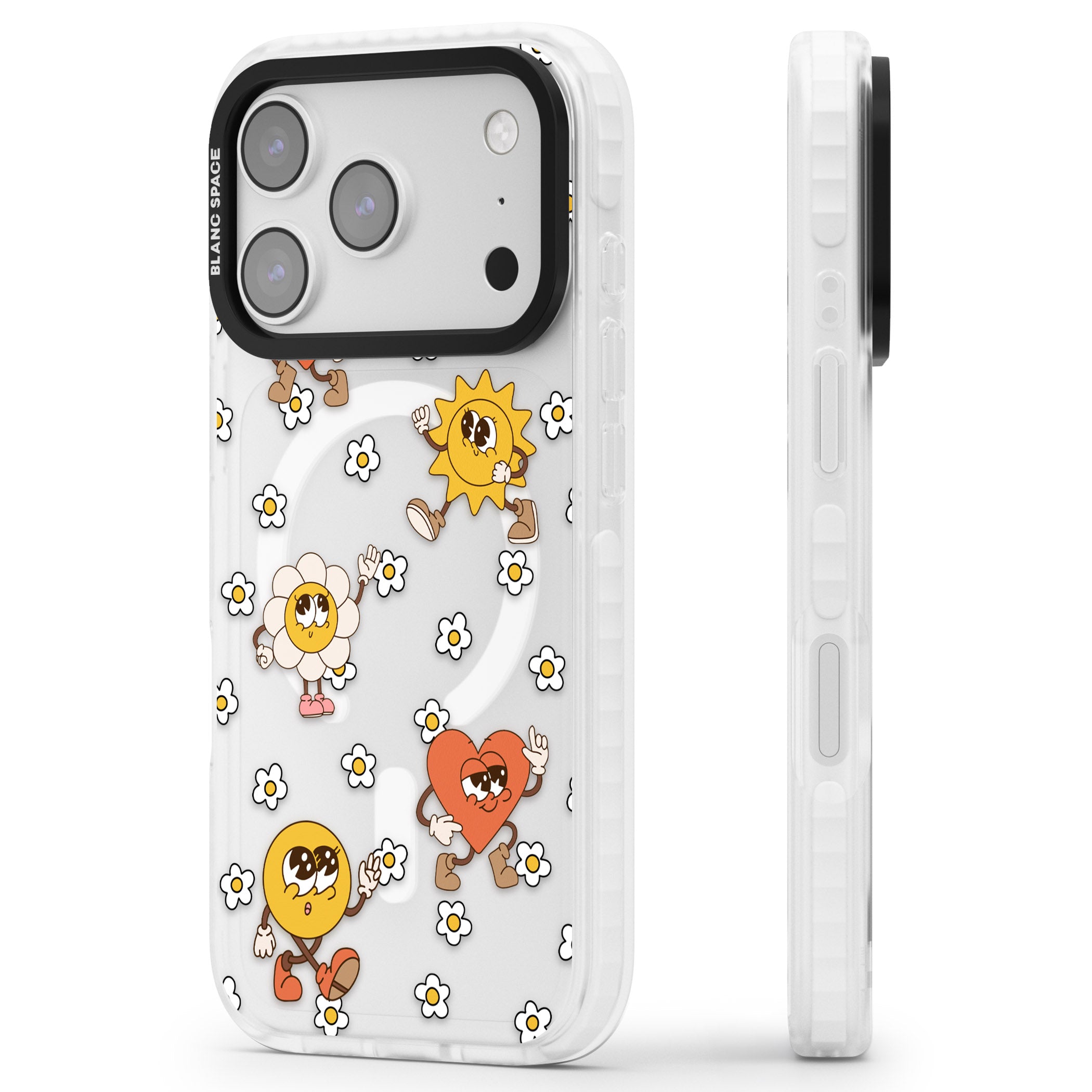Daisies & Friends iPhone 17 Pro Impact Pro Clear Phone Case Side Profile