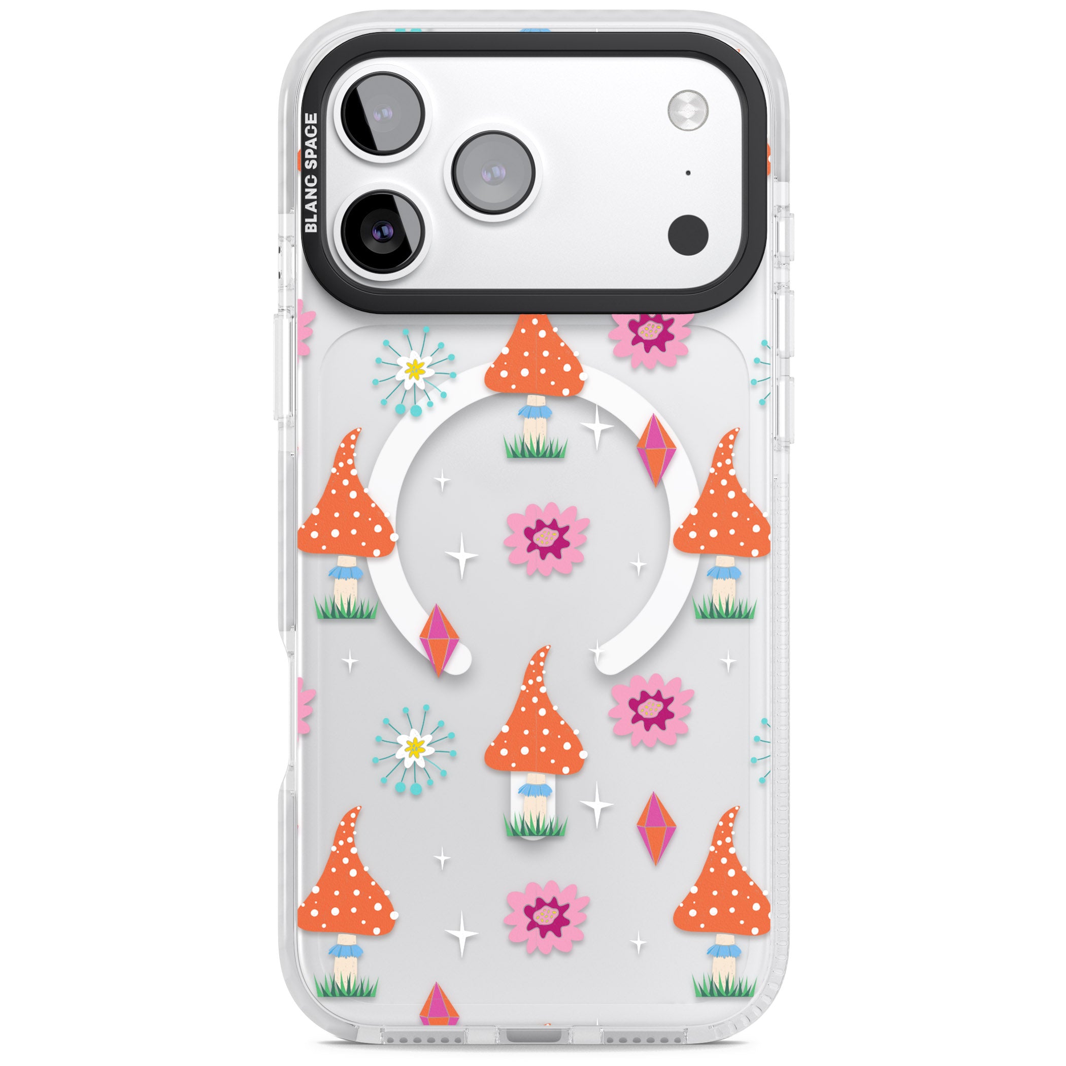 Boho Celestial Mushroom Crystal iPhone 17 Pro Max Impact Pro Clear Phone Case
