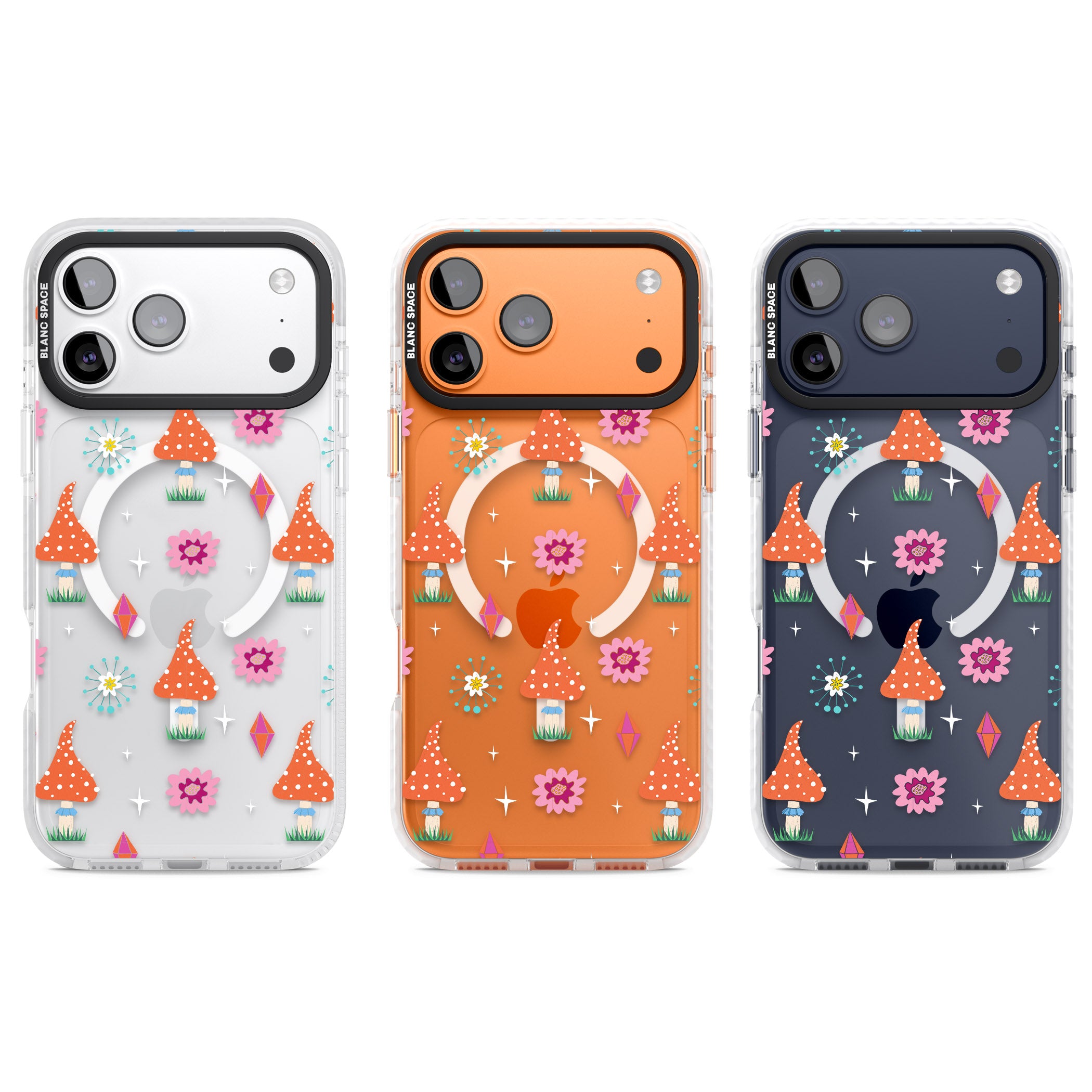 Boho Celestial Mushroom Crystal iPhone 17 Pro Impact Pro Clear Phone Case APT Impact Protection