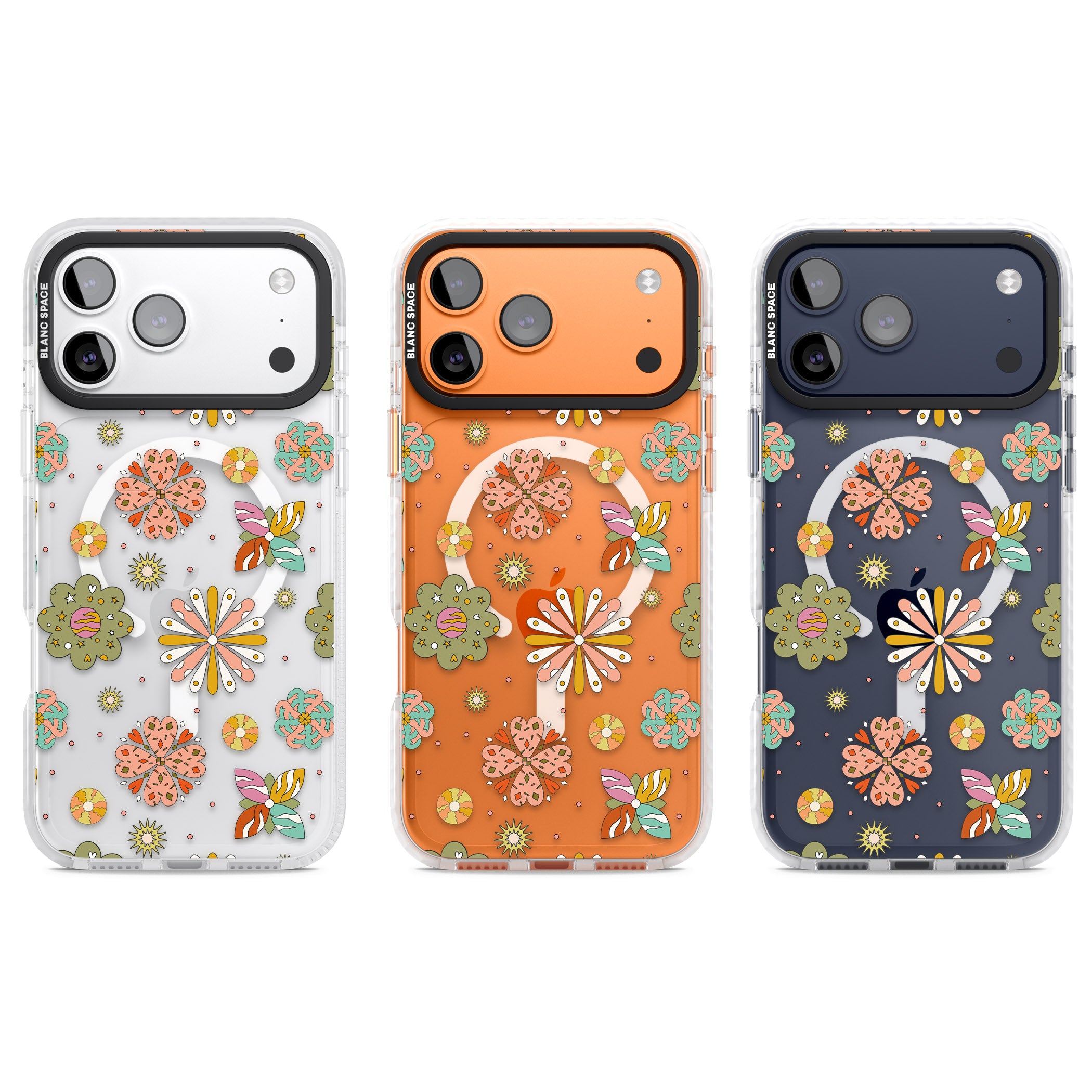 Boho Celestial Psychedelic Floral iPhone 17 Pro Impact Pro Clear Phone Case APT Impact Protection