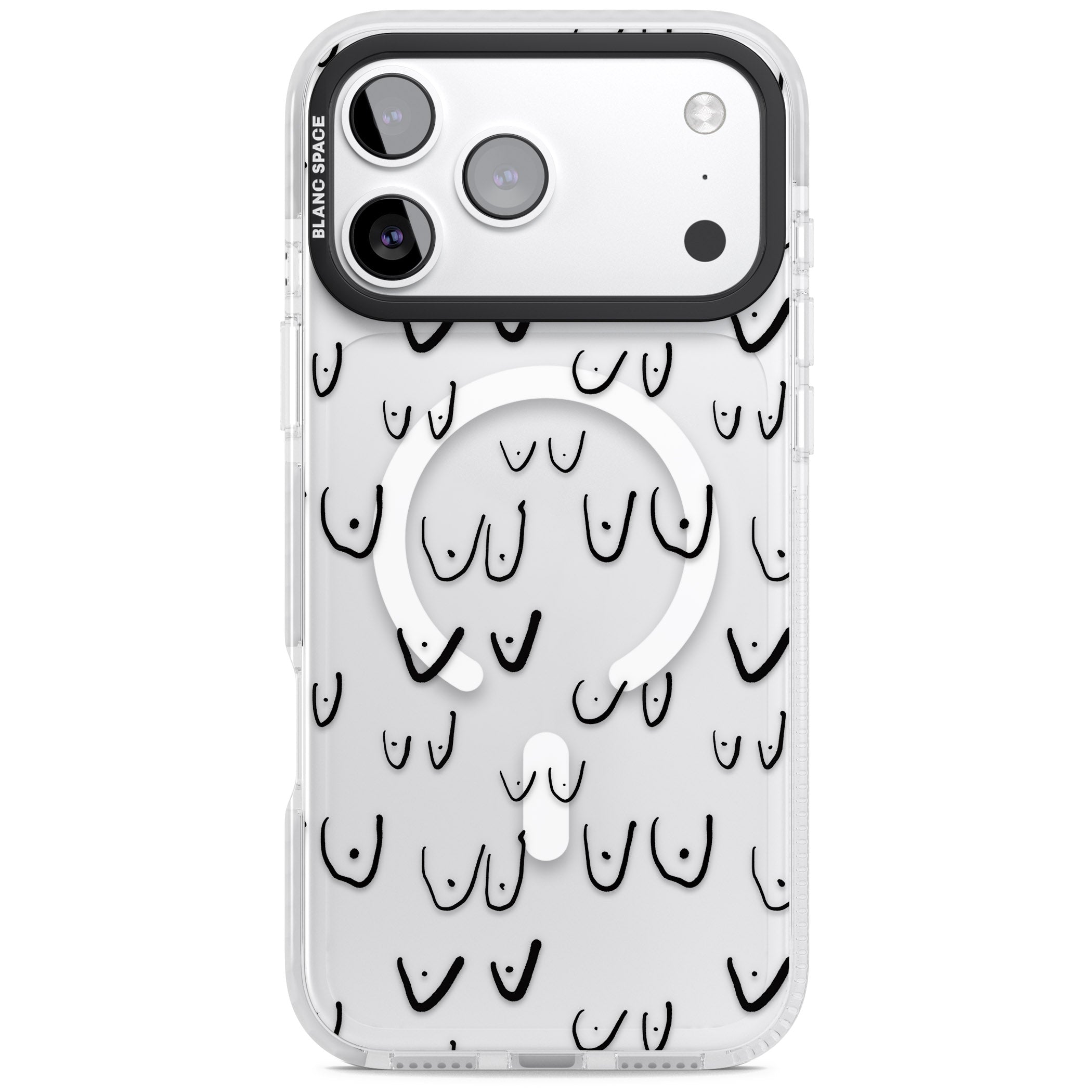 Boob Pattern (Black) iPhone 17 Pro Impact Pro Clear Phone Case