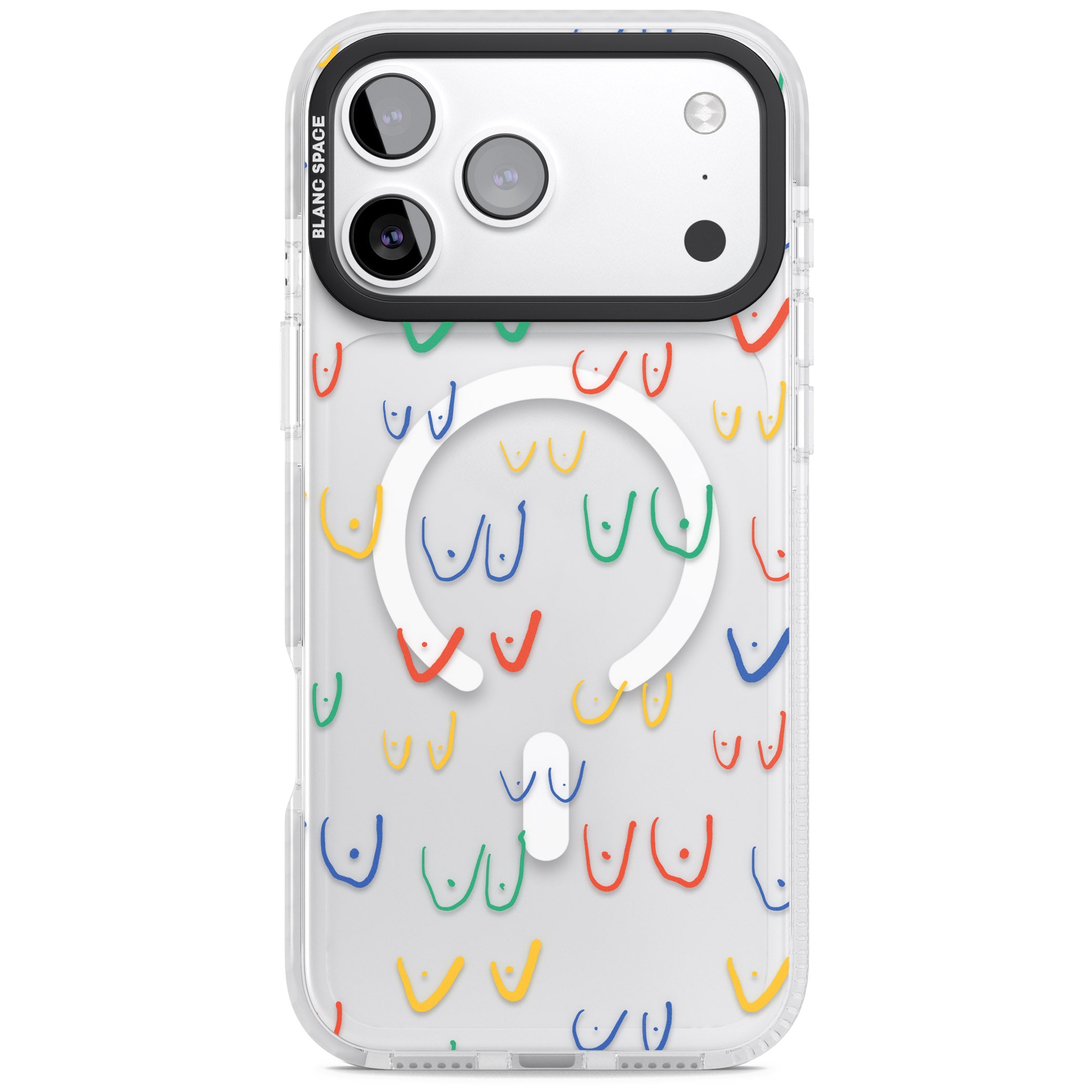 Boob Pattern (Mixed Colours) iPhone 17 Pro Impact Pro Clear Phone Case