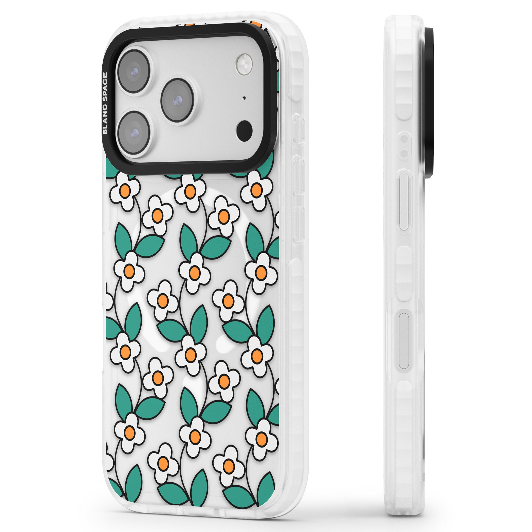 Spring Daisies iPhone 17 Pro Max Impact Pro Clear Phone Case Side Profile