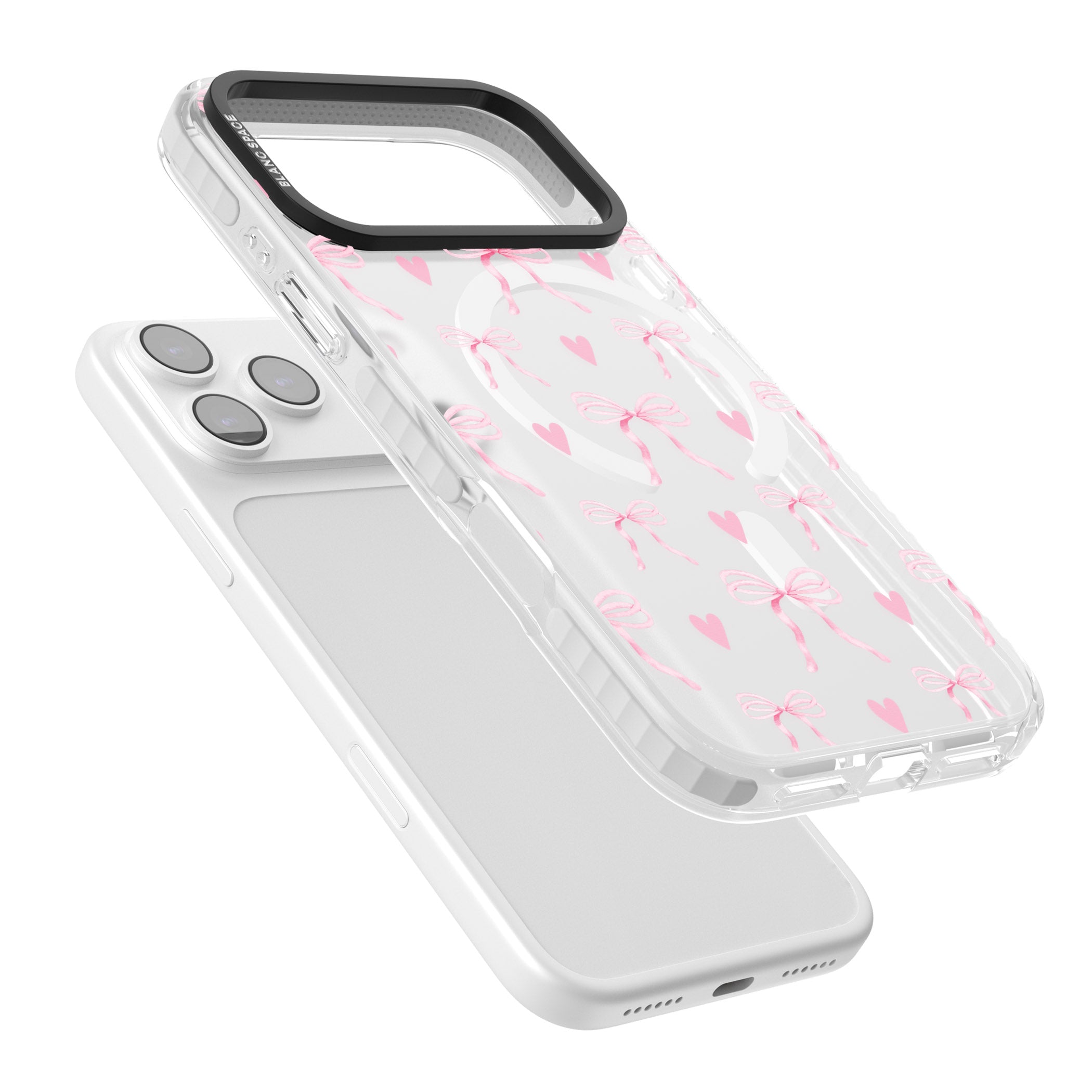 Pink Bows & Hearts iPhone 17 Pro Impact Pro Clear Phone Case Colours