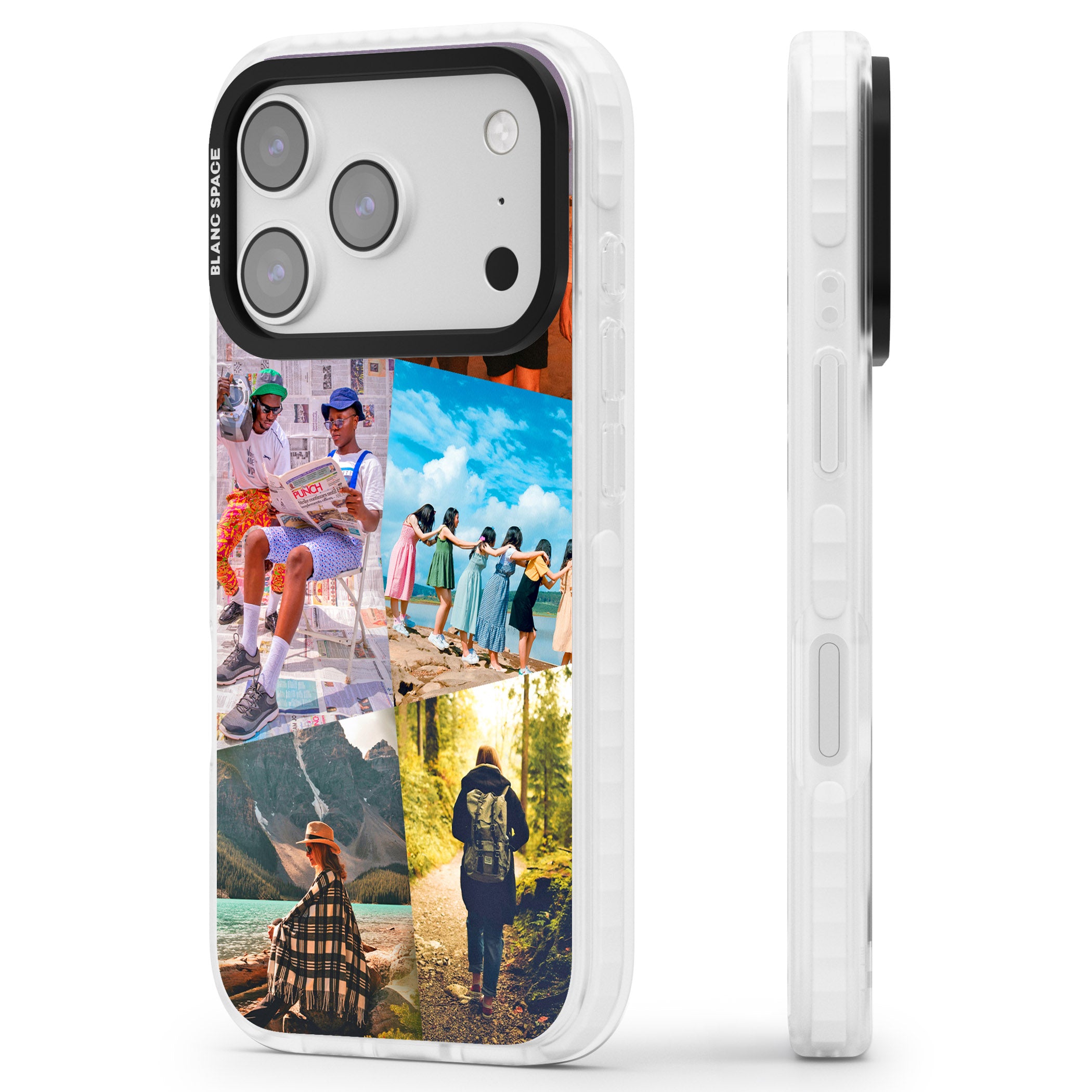 Personalised Abstract Photo Grid iPhone 17 Pro Impact Pro Clear Phone Case Side Profile