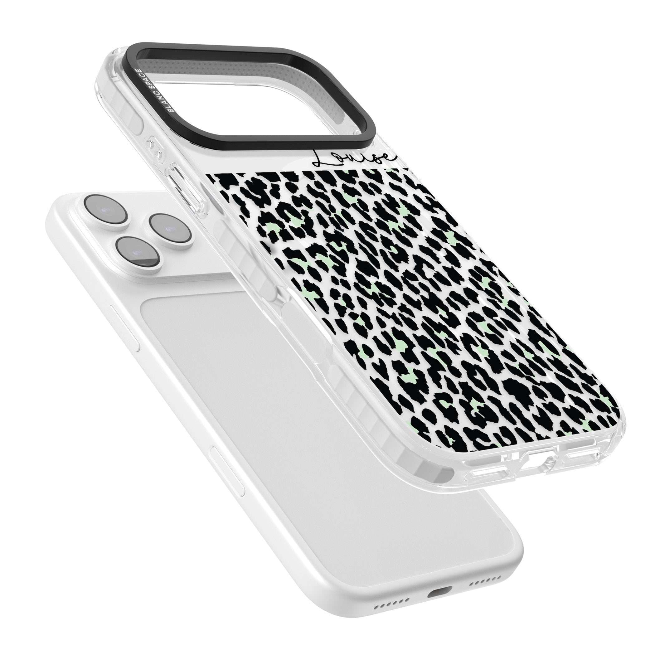 Personalised Seafoam Leopard iPhone 17 Pro Impact Pro Clear Phone Case Colours