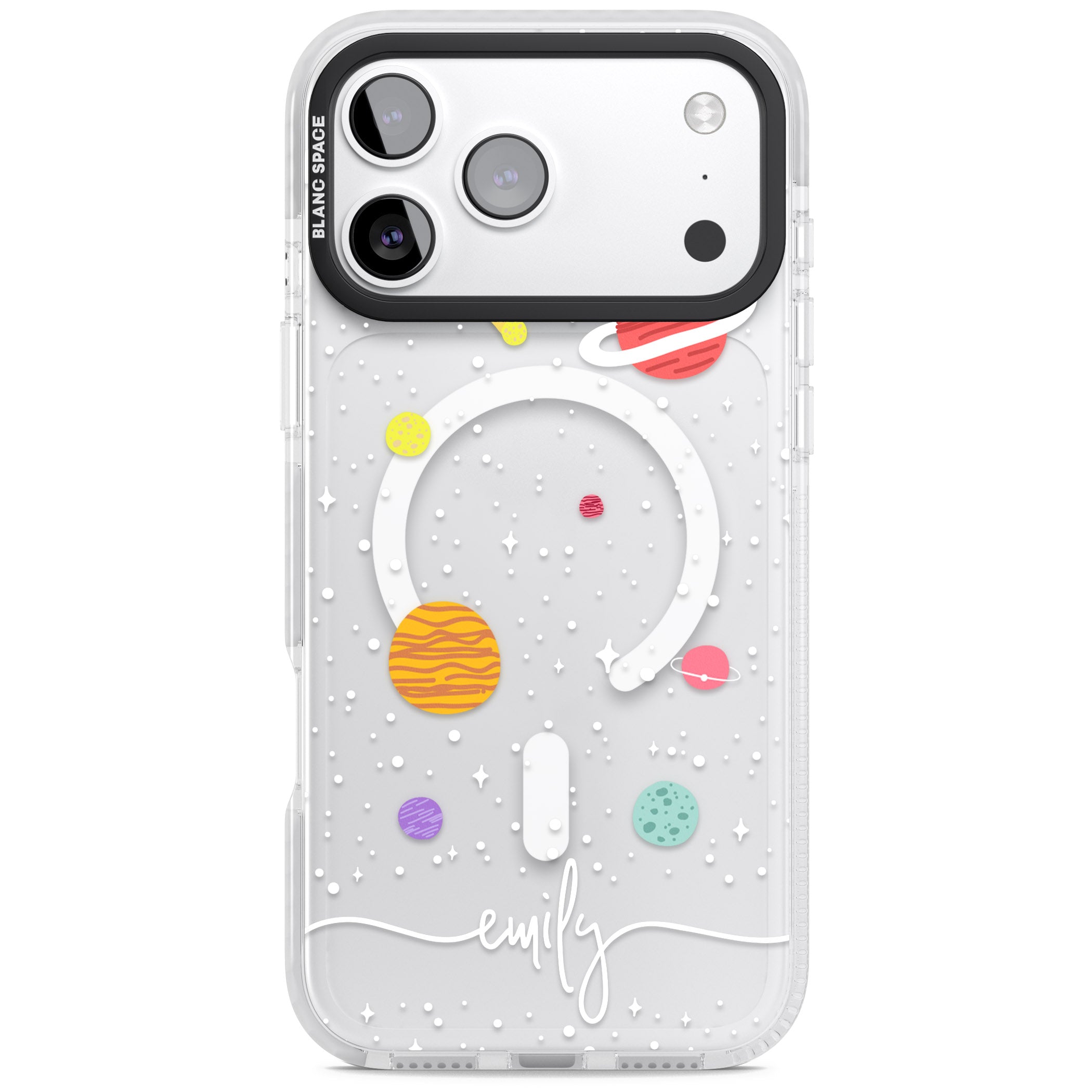 Personalised Cute Cartoon Planet (Clear) iPhone 17 Pro Impact Pro Clear Phone Case