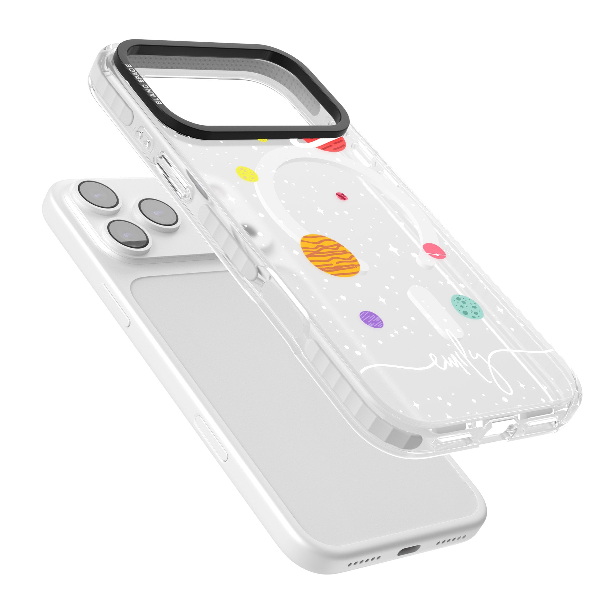 Personalised Cute Cartoon Planet (Clear) iPhone 17 Pro Impact Pro Clear Phone Case Colours