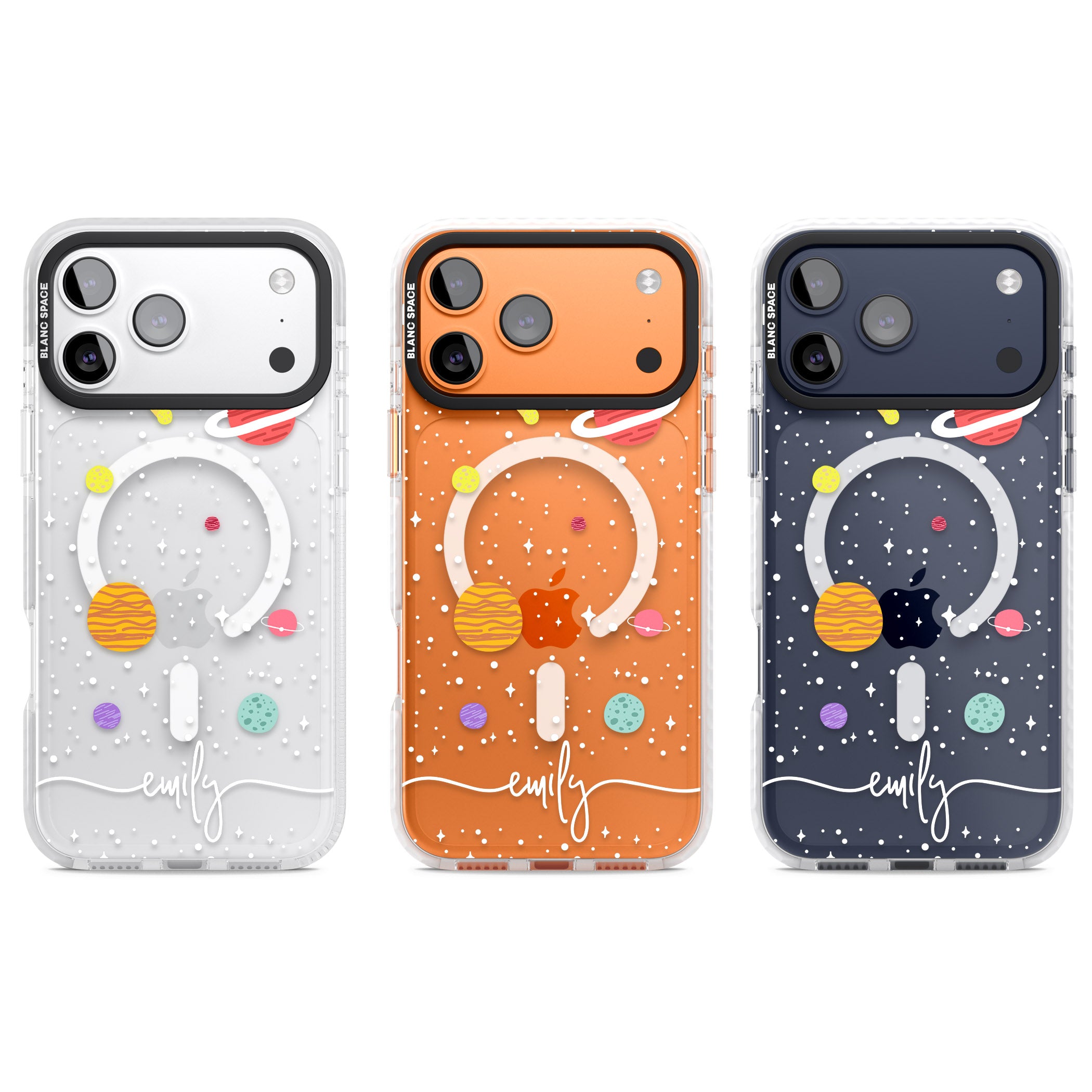 Personalised Cute Cartoon Planet (Clear) iPhone 17 Pro Impact Pro Clear Phone Case APT Impact Protection