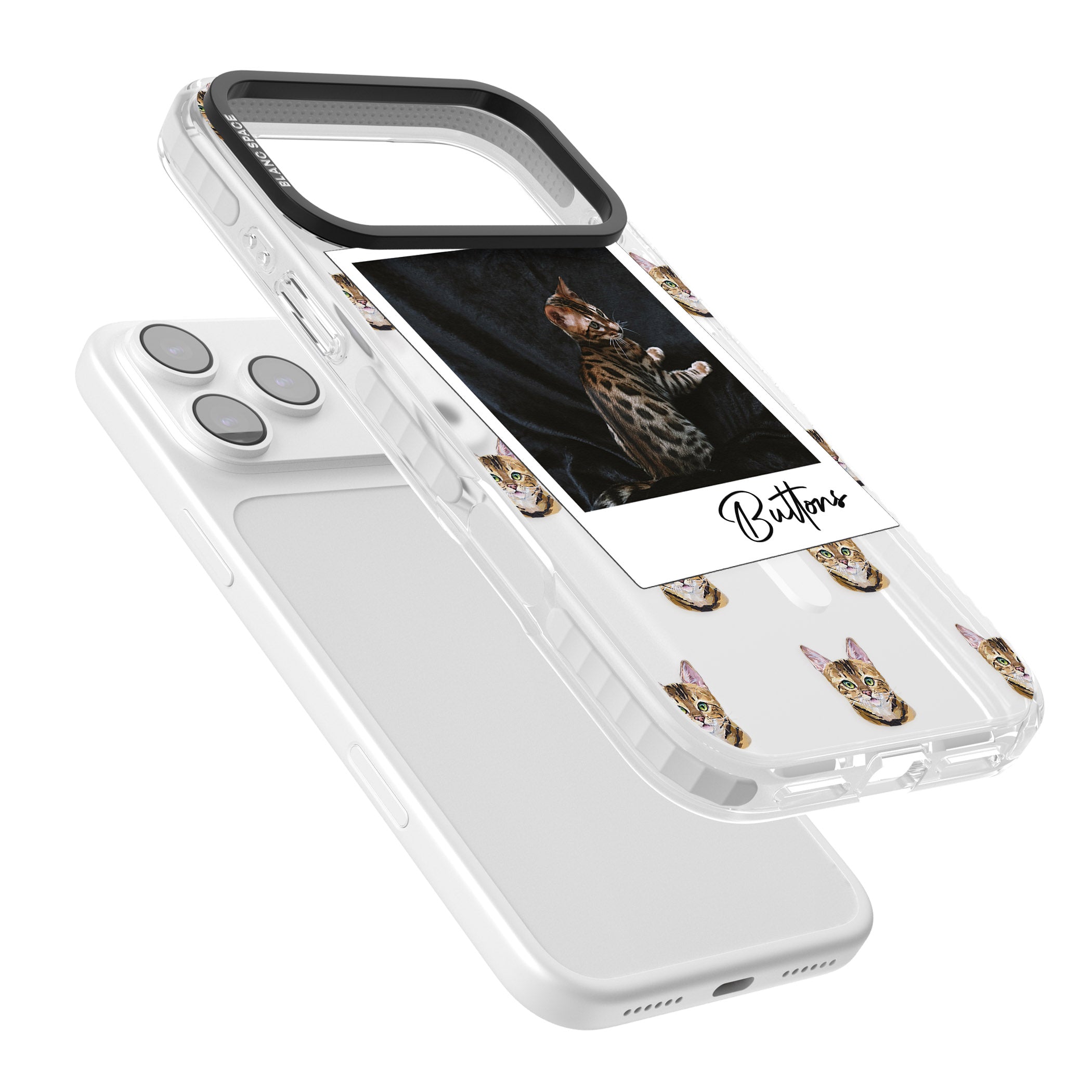 Personalised Bengal Cat Photo iPhone 17 Pro Impact Pro Clear Phone Case Colours