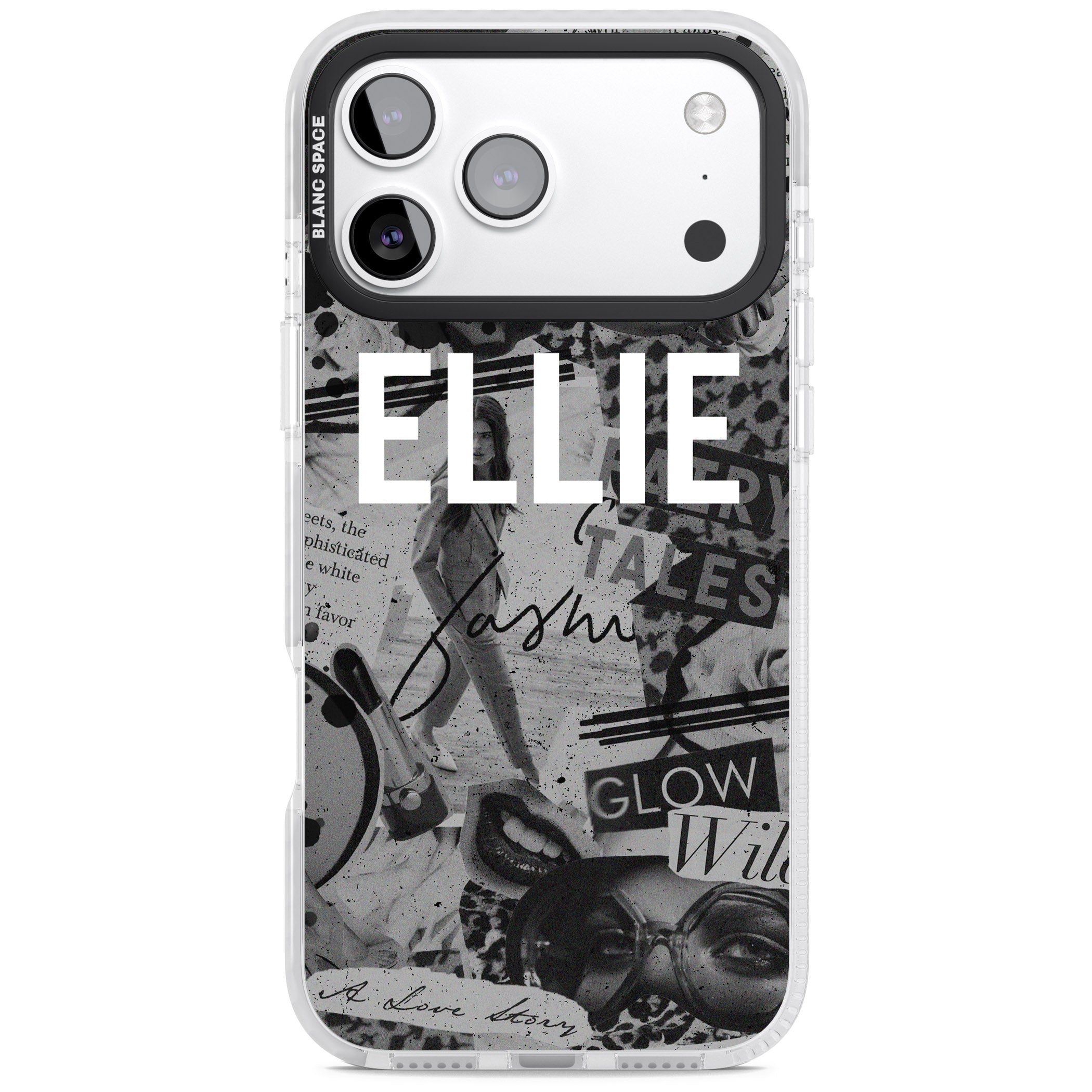 Personalised Grey Scale Vintage Collage iPhone 17 Pro Impact Pro Clear Phone Case