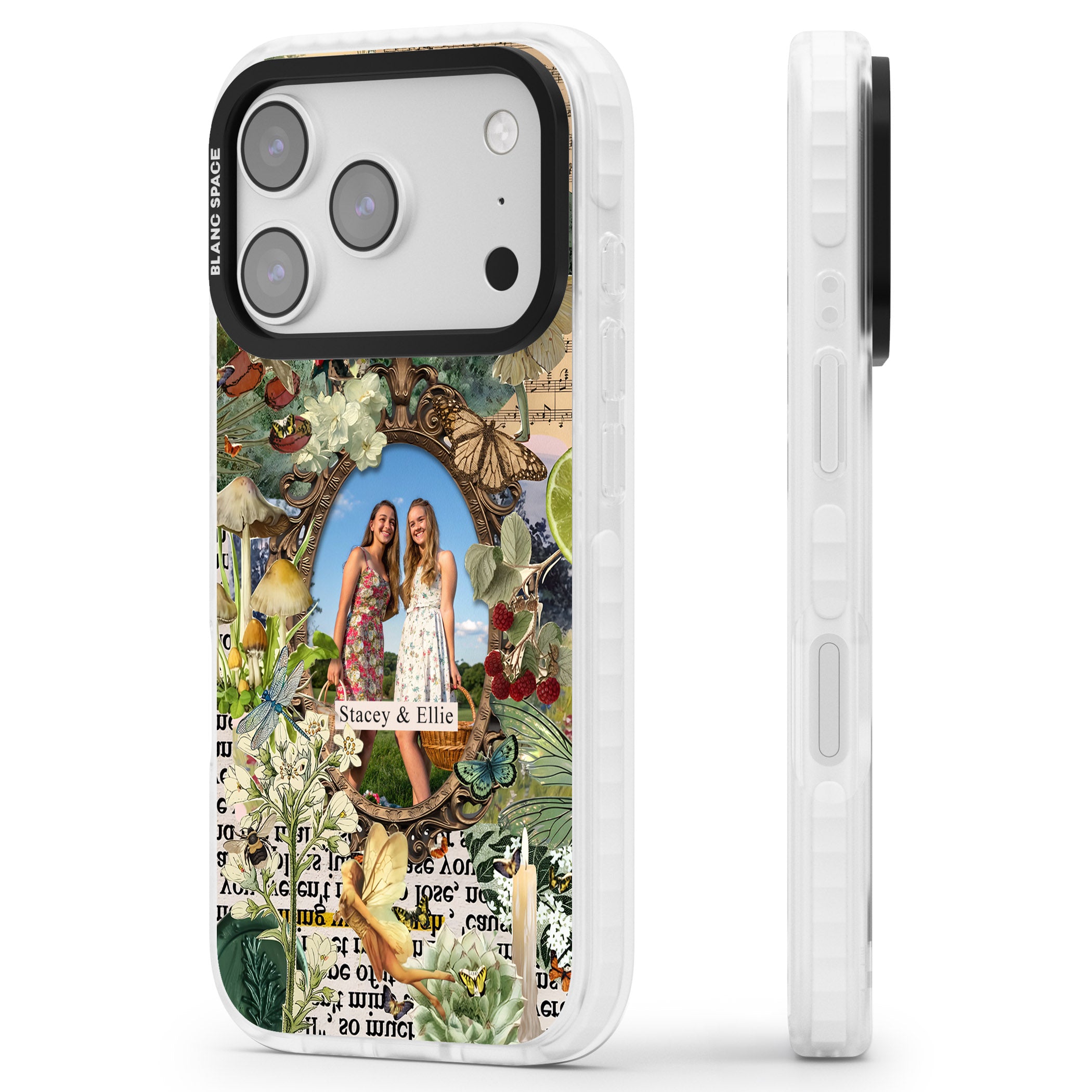 Personalised Cottage Garden Frame iPhone 17 Pro Impact Pro Clear Phone Case Side Profile