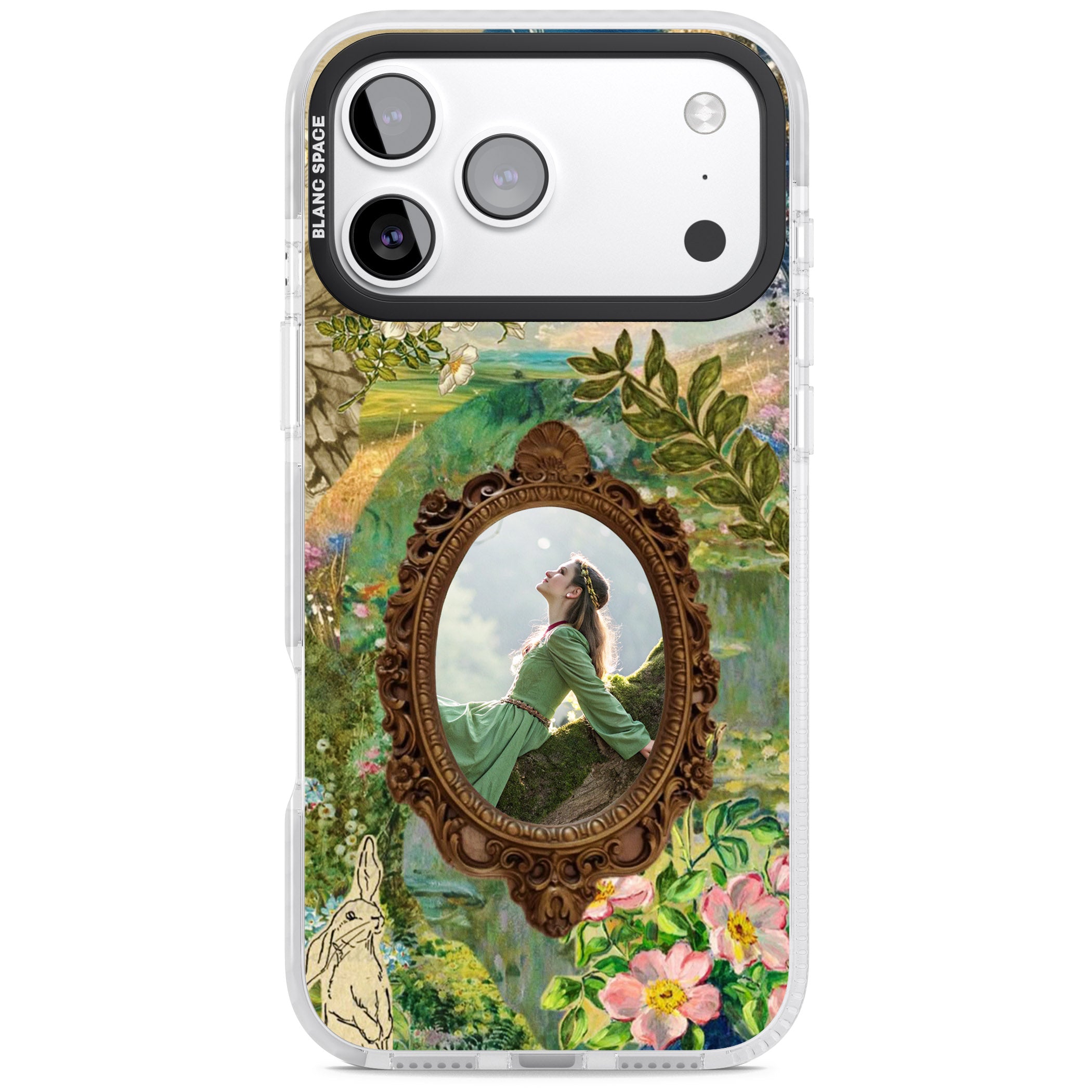 Personalised Meadow Frame iPhone 17 Pro Impact Pro Clear Phone Case