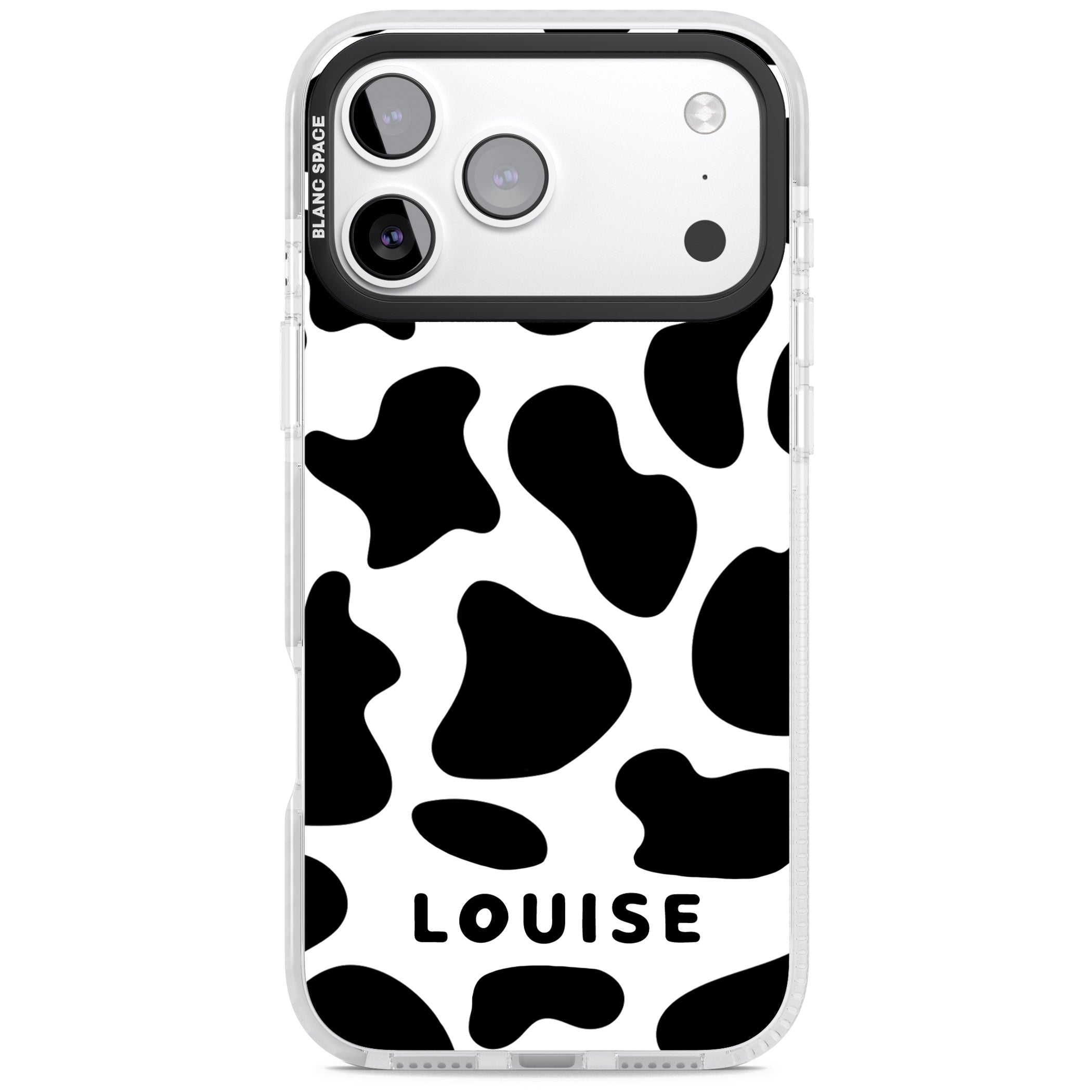Personalised Cow Print iPhone 17 Pro Impact Pro Clear Phone Case