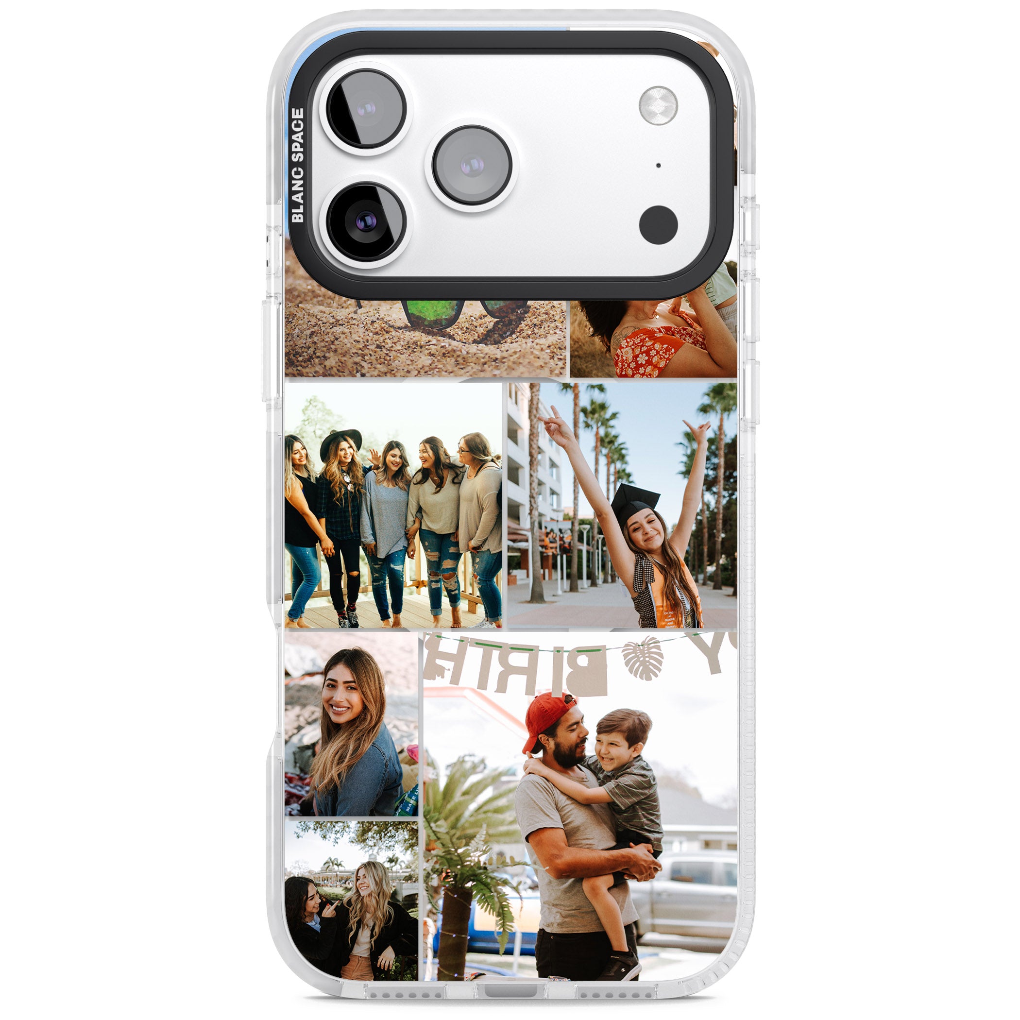 Personalised Photo Grid iPhone 17 Pro Impact Pro Clear Phone Case