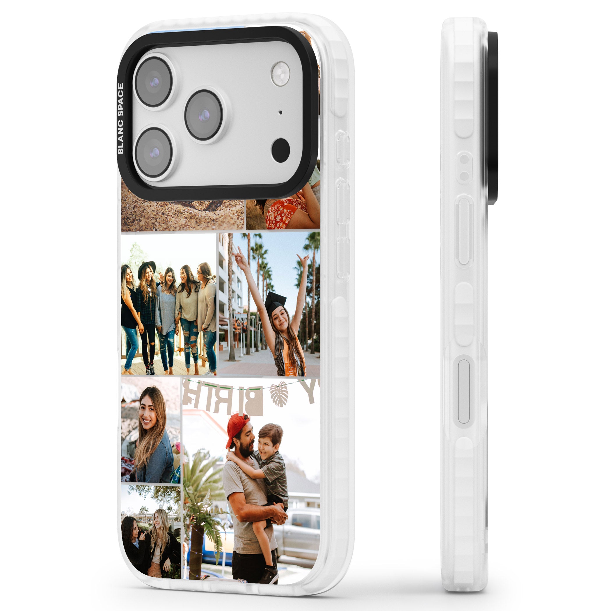 Personalised Photo Grid iPhone 17 Pro Impact Pro Clear Phone Case Side Profile