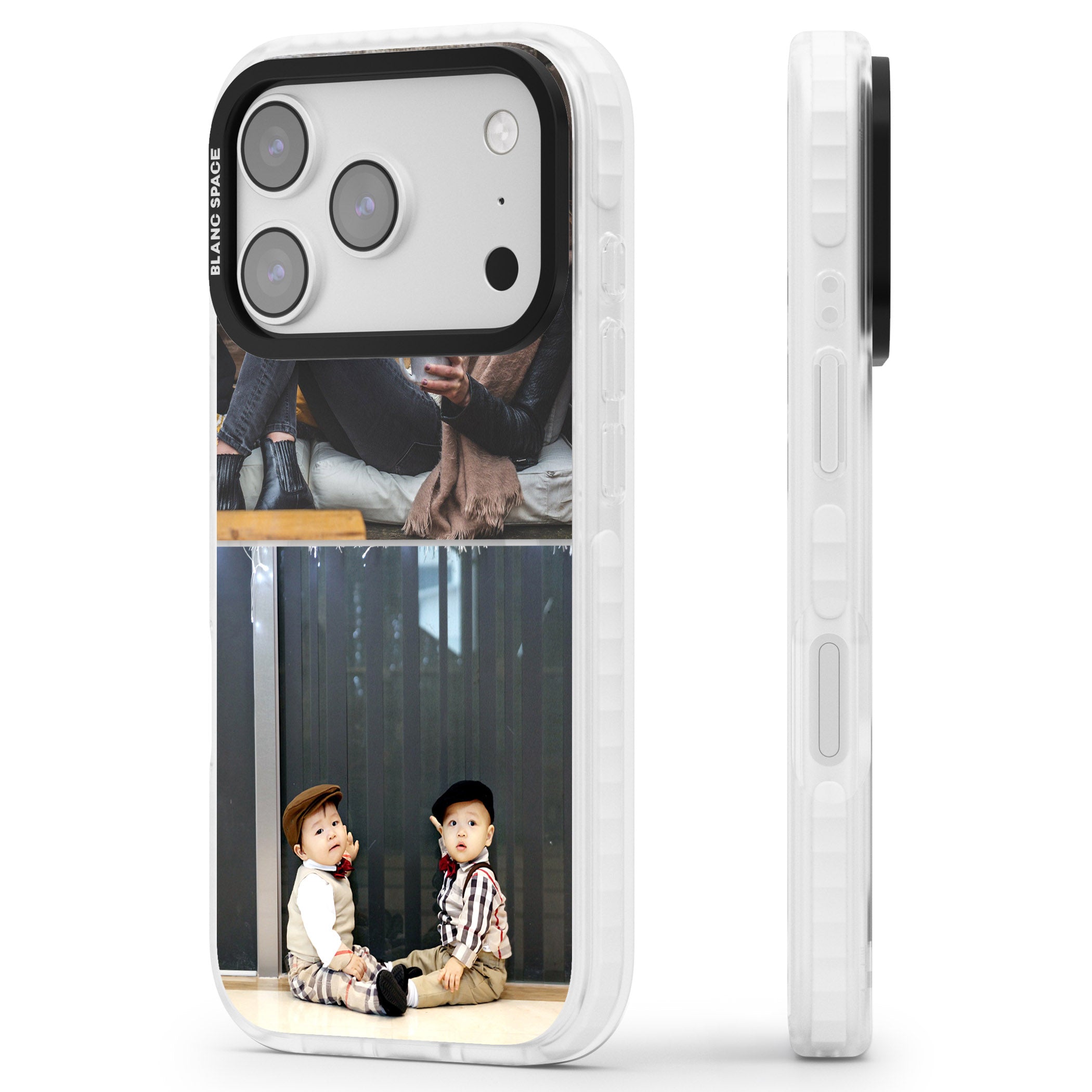 Personalised 2 Photo Grid iPhone 17 Pro Impact Pro Clear Phone Case Side Profile