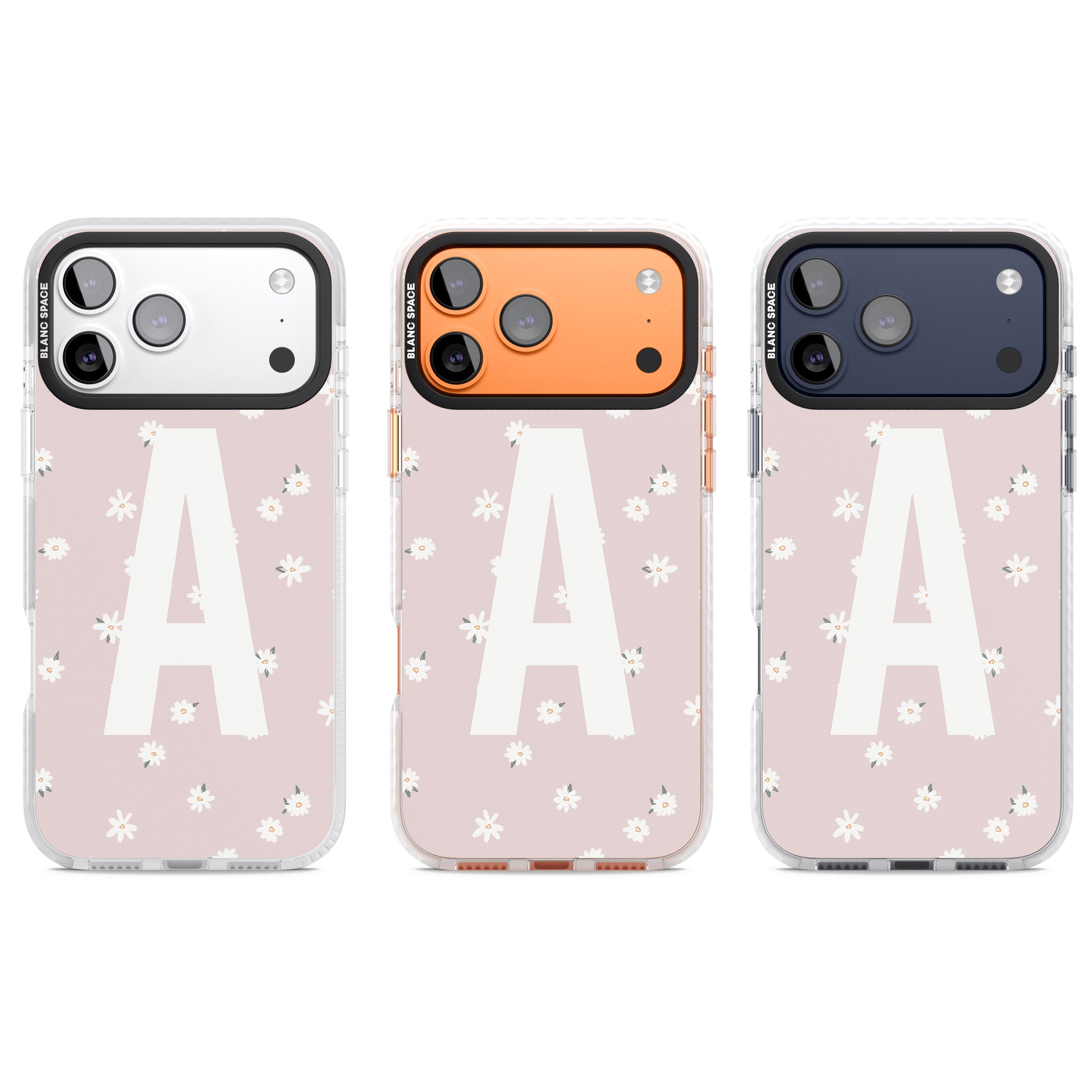 Personalised Pink Daisy Initial iPhone 17 Pro Impact Pro Clear Phone Case APT Impact Protection