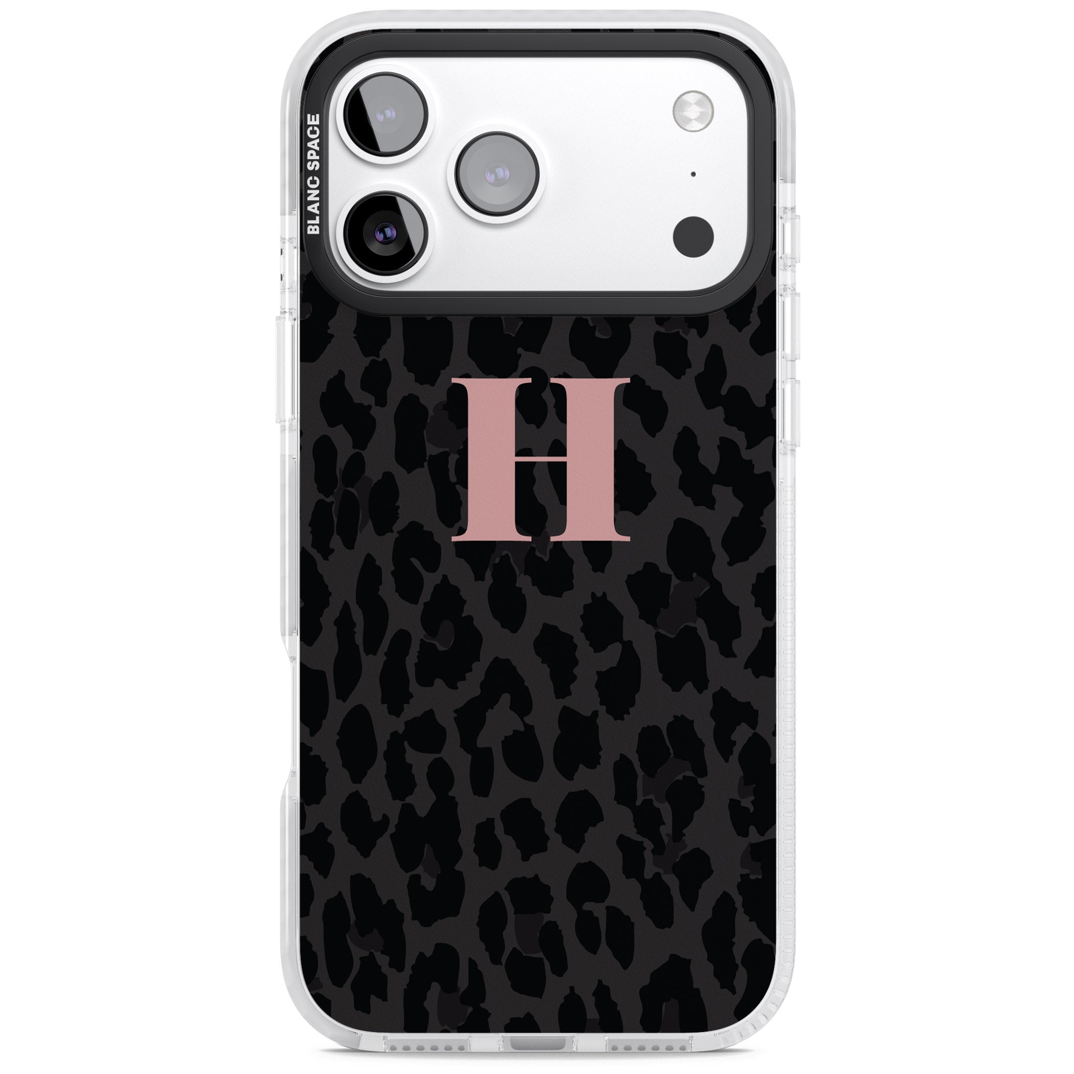 Personalised Pink Leopard Monogram iPhone 17 Pro Impact Pro Clear Phone Case
