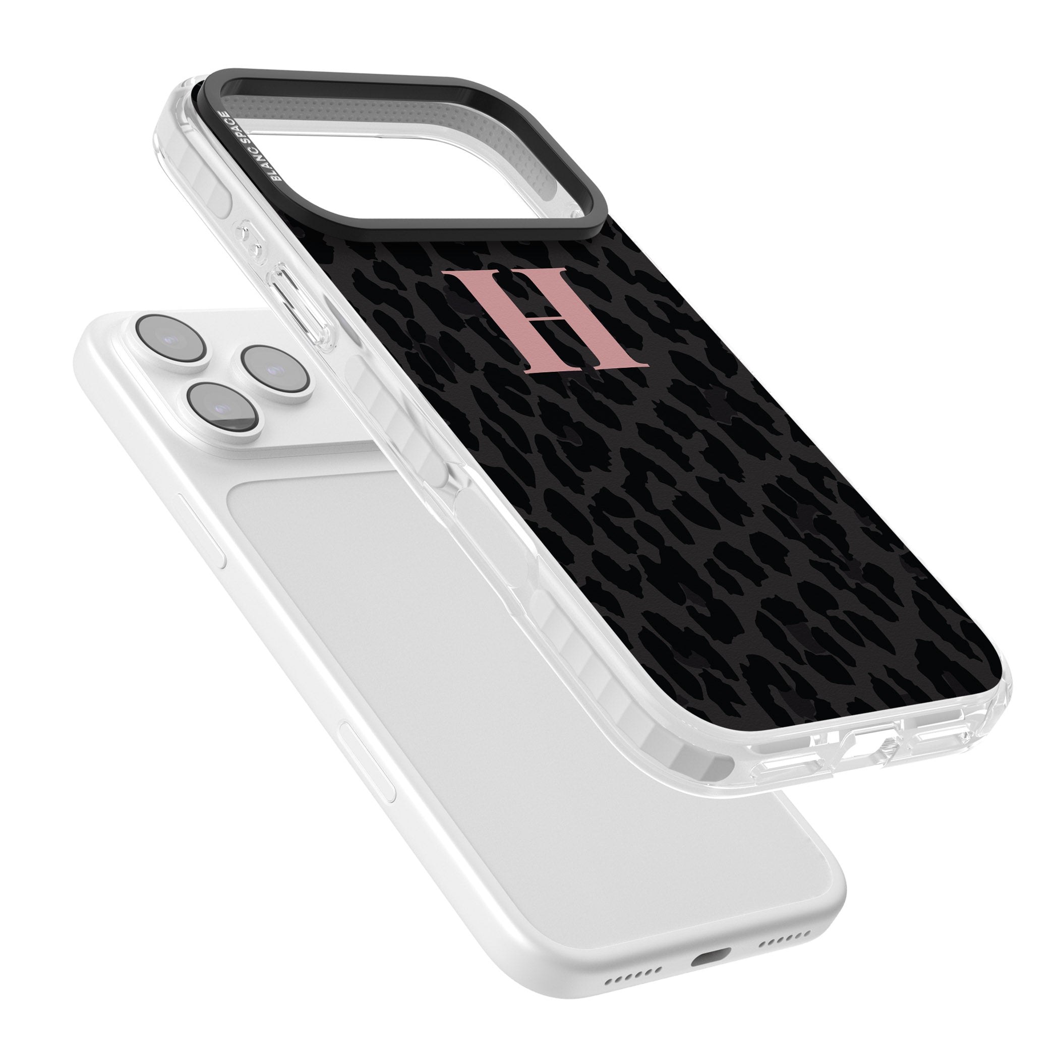 Personalised Pink Leopard Monogram iPhone 17 Pro Impact Pro Clear Phone Case Colours