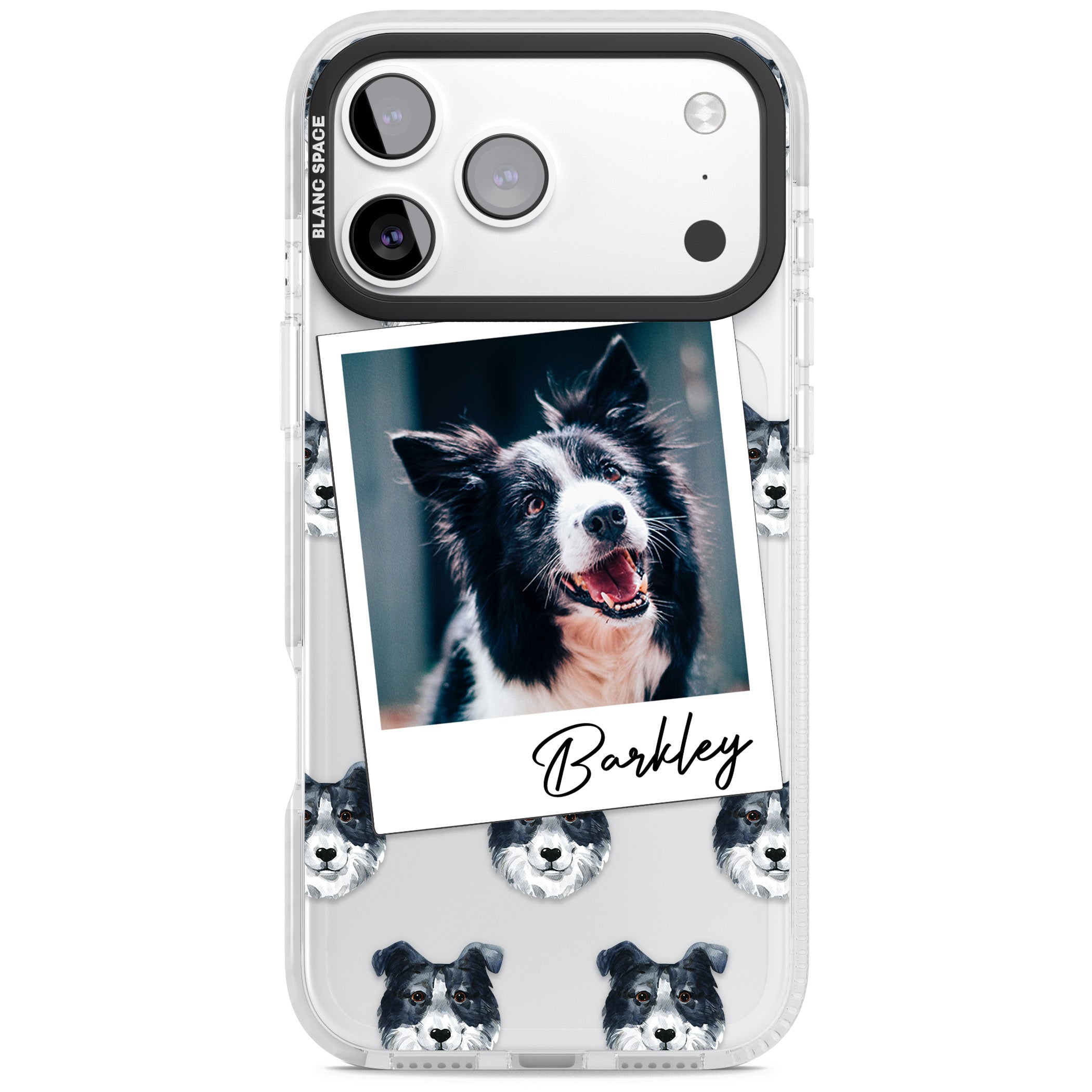 Personalised Border Collie Instant Camera Photo iPhone 17 Pro Impact Pro Clear Phone Case