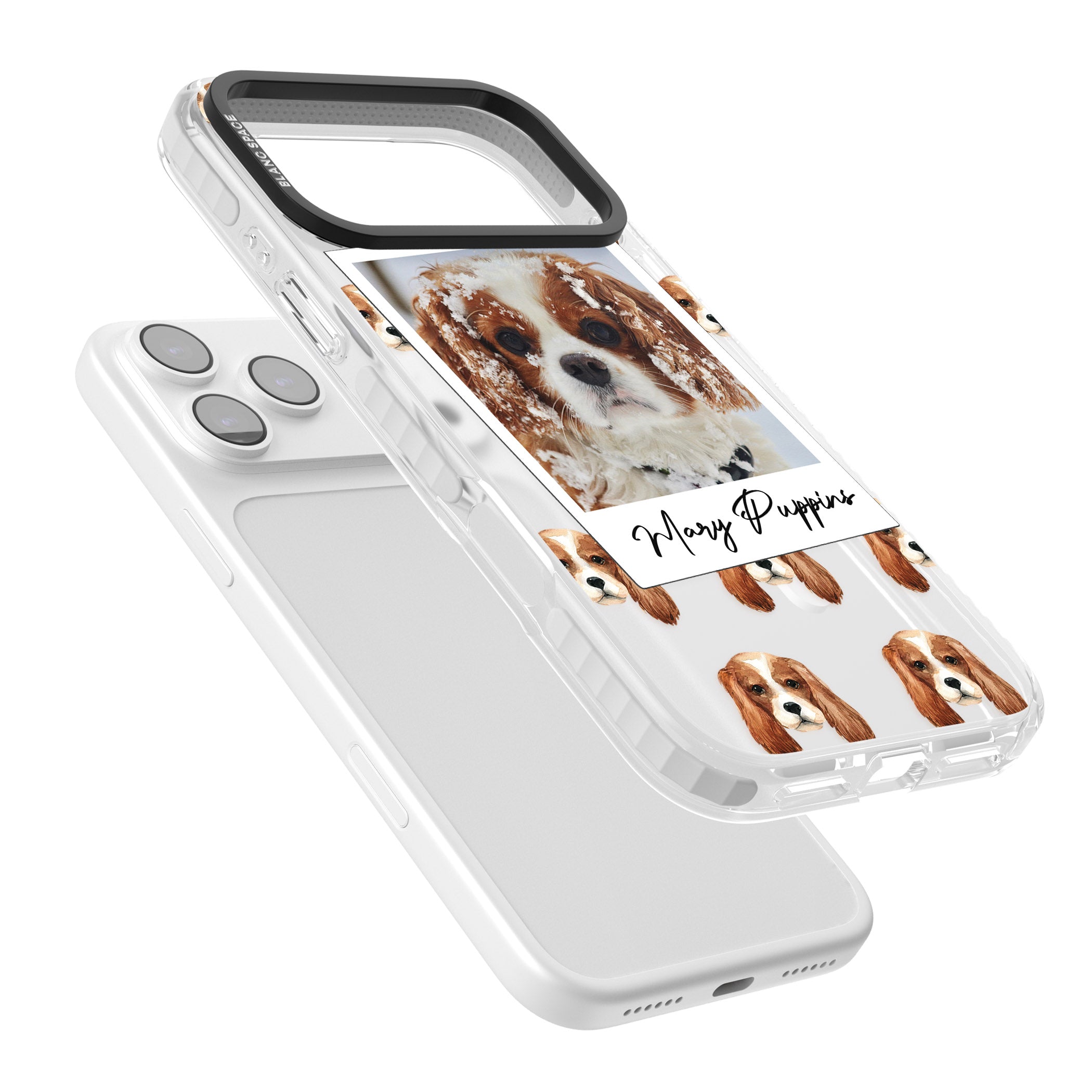 Personalised Cavalier King Charles Instant Camera Photo iPhone 17 Pro Impact Pro Clear Phone Case Colours