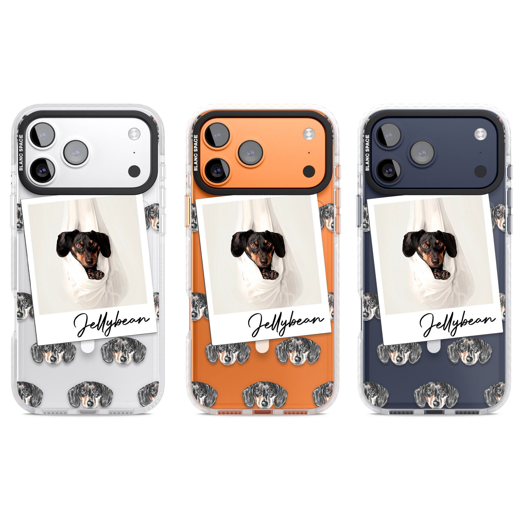 Personalised Black Dachshund Instant Camera Photo iPhone 17 Pro Impact Pro Clear Phone Case APT Impact Protection